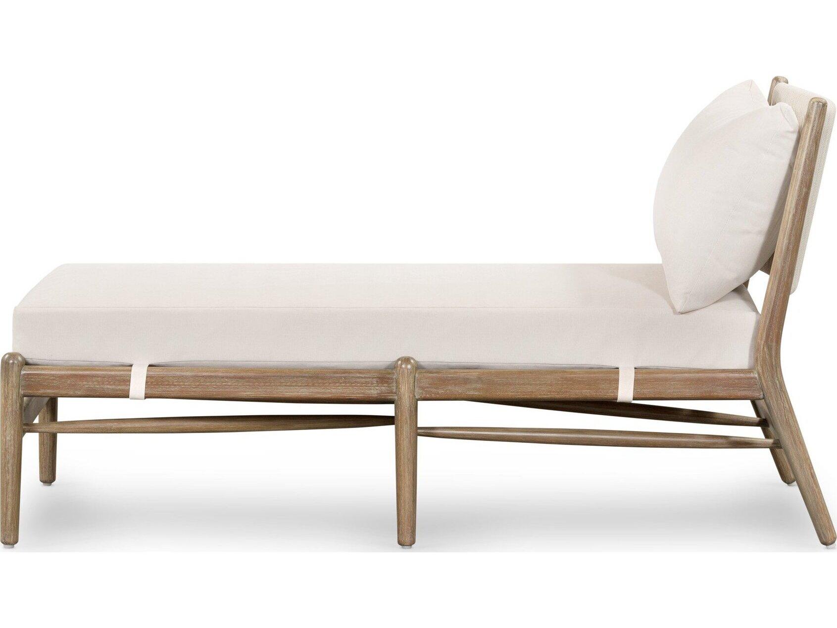 Four Hands Outdoor Halsted Rosen Natural Wood Cushion Chaise Lounge in Lakin Oat