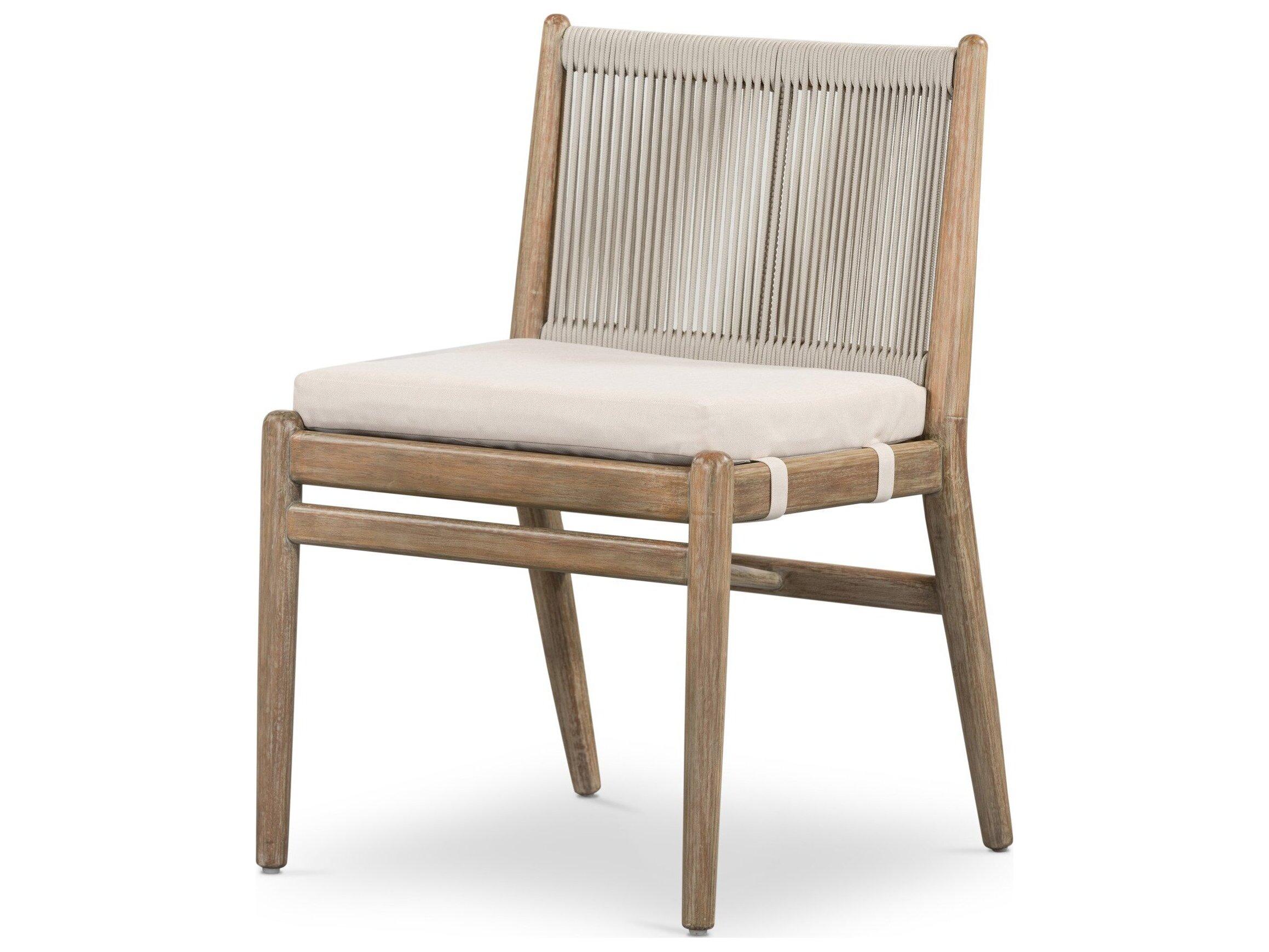 Four Hands Outdoor Halsted Rosen Lakin Oat / Natural Eucalyptus Cushion Dining Chair
