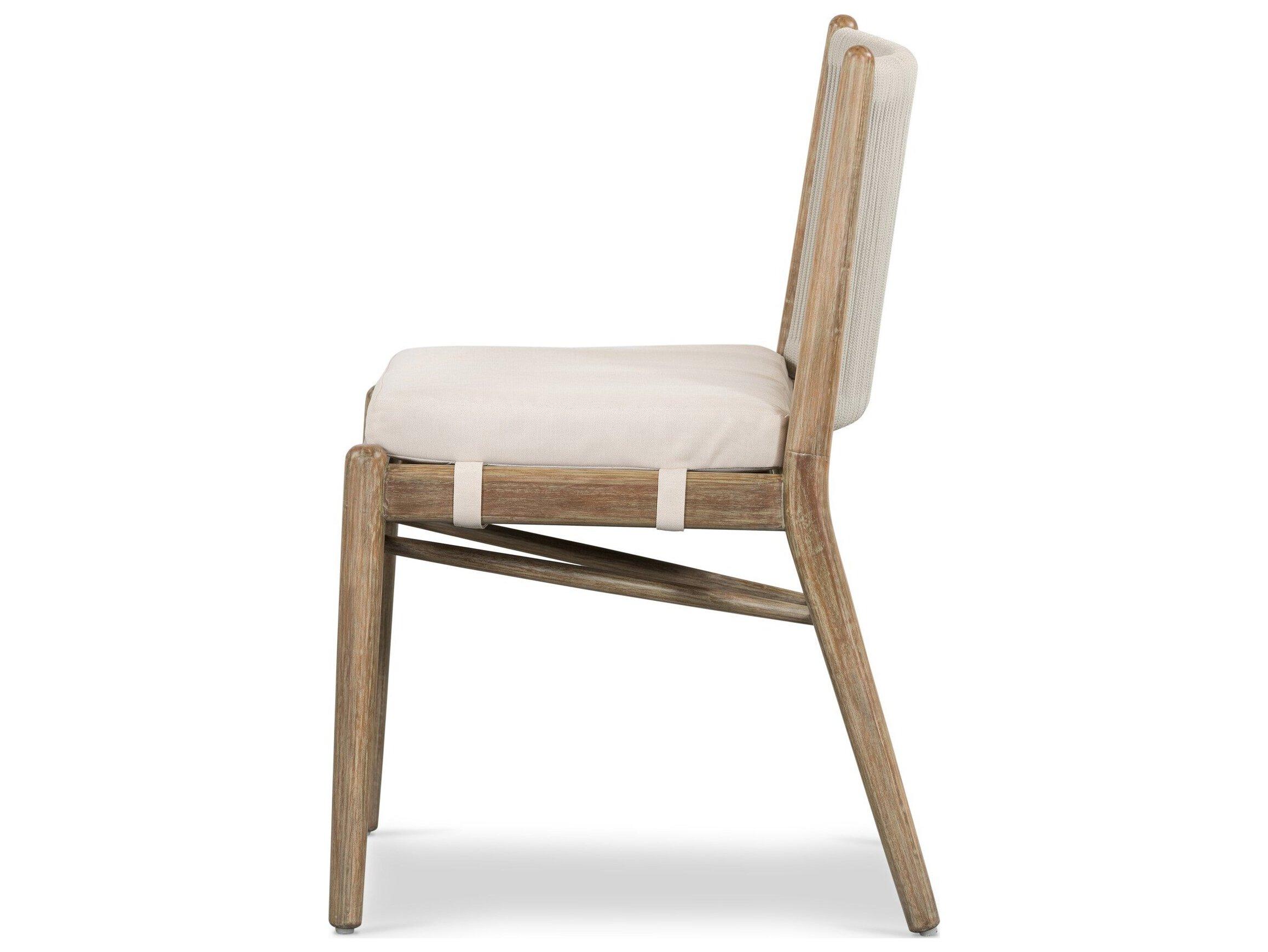 Four Hands Outdoor Halsted Rosen Lakin Oat / Natural Eucalyptus Cushion Dining Chair