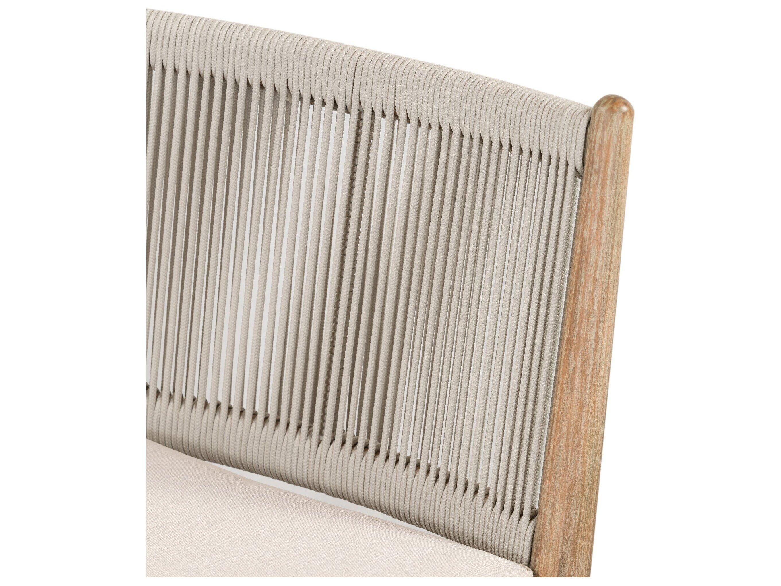 Four Hands Outdoor Halsted Rosen Lakin Oat / Natural Eucalyptus Cushion Dining Chair