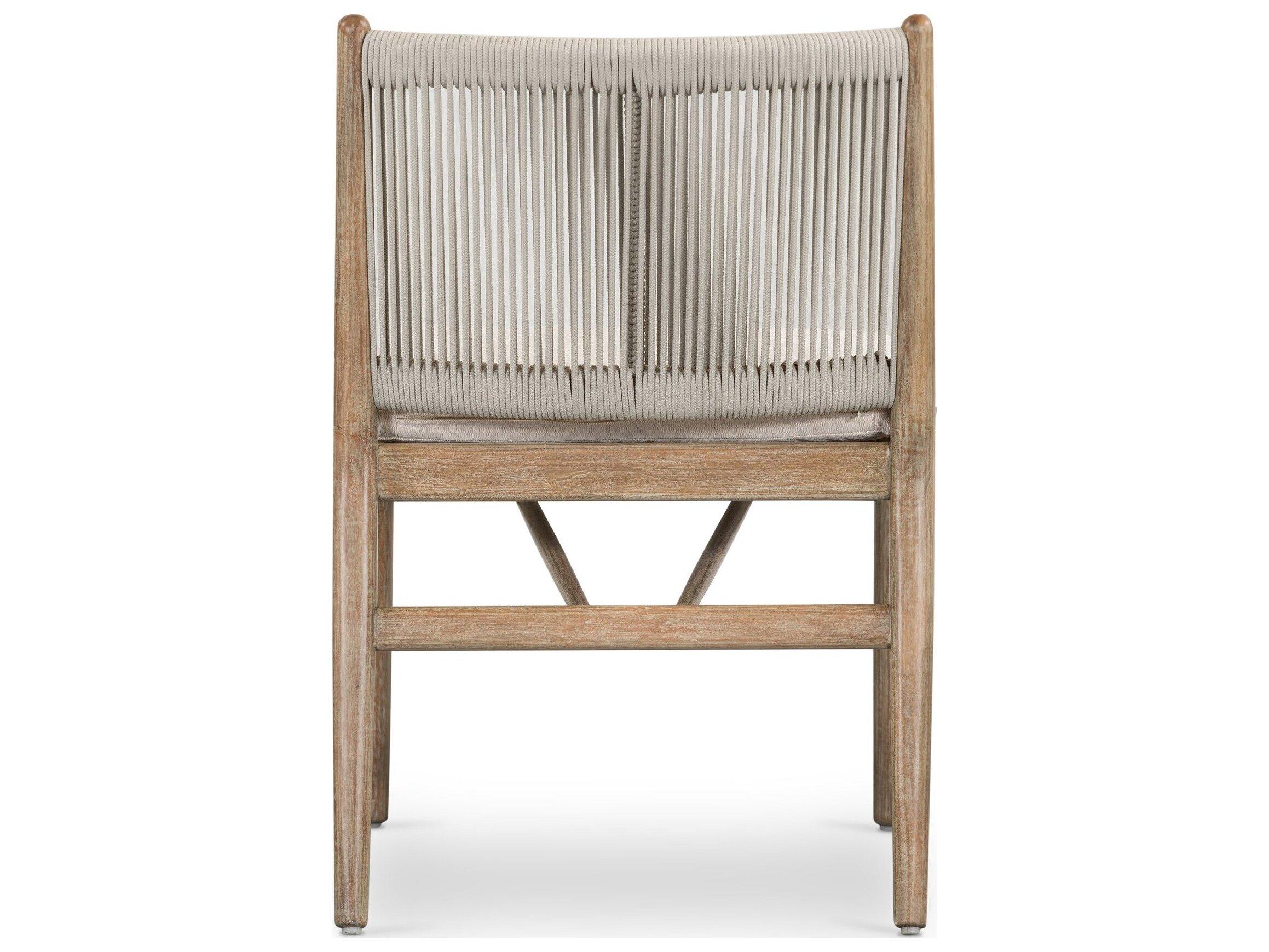 Four Hands Outdoor Halsted Rosen Lakin Oat / Natural Eucalyptus Cushion Dining Chair