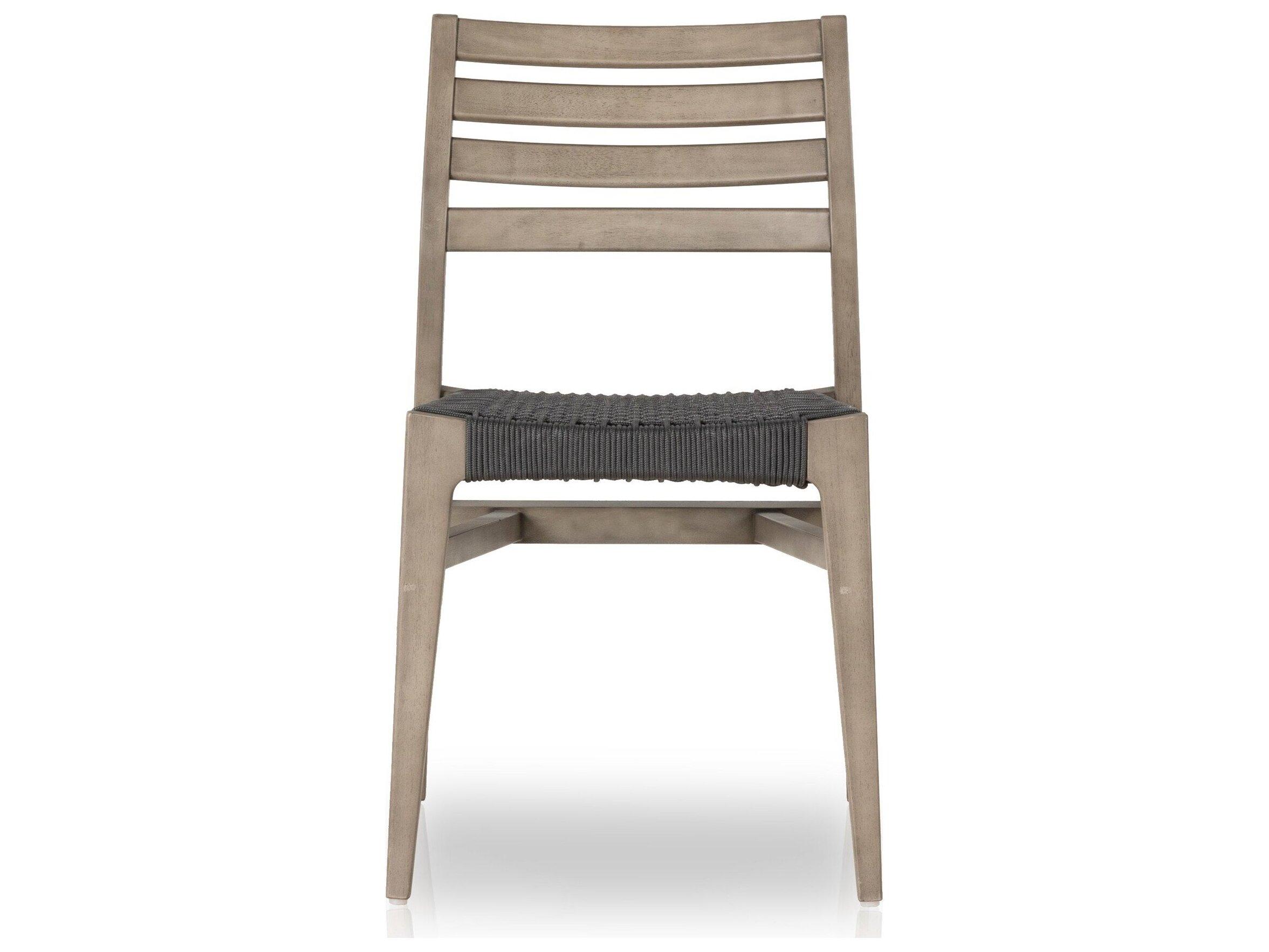 Four Hands Outdoor Halsted Audra Wood Rope Dining Side Chair in Slate Grey