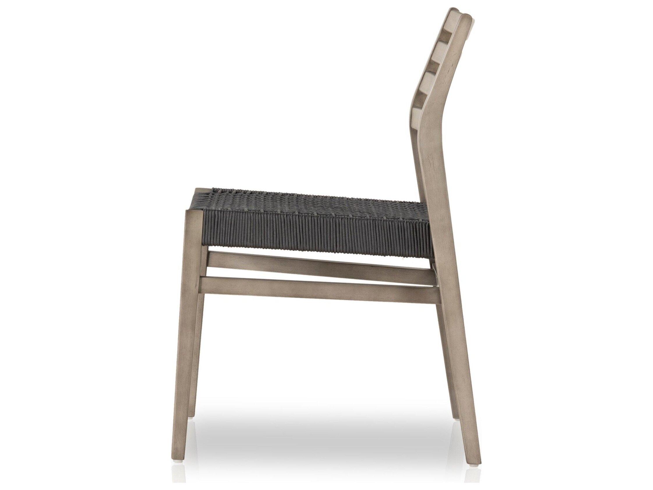 Four Hands Outdoor Halsted Audra Wood Rope Dining Side Chair in Slate Grey