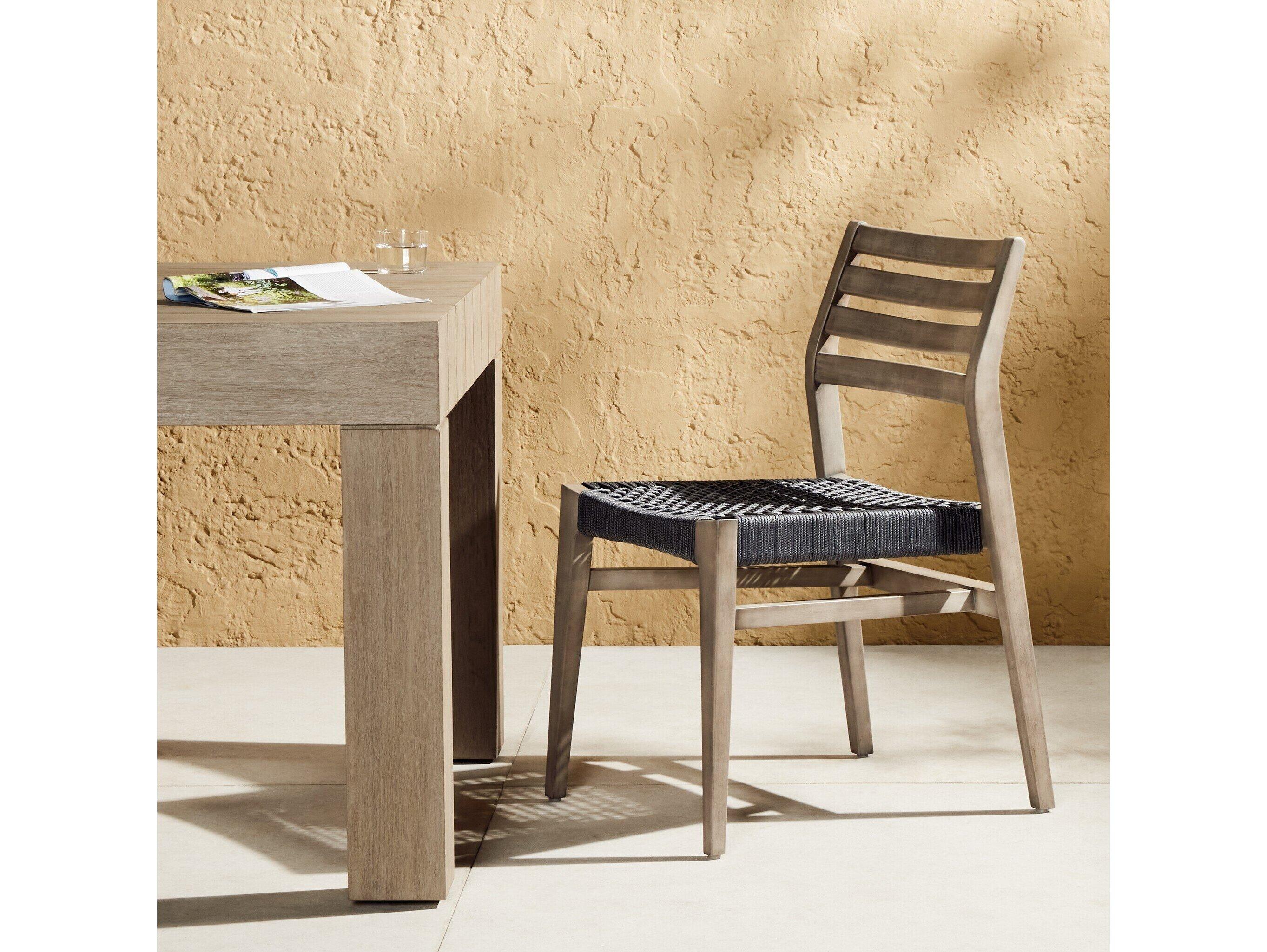 Four Hands Outdoor Halsted Audra Wood Rope Dining Side Chair in Slate Grey