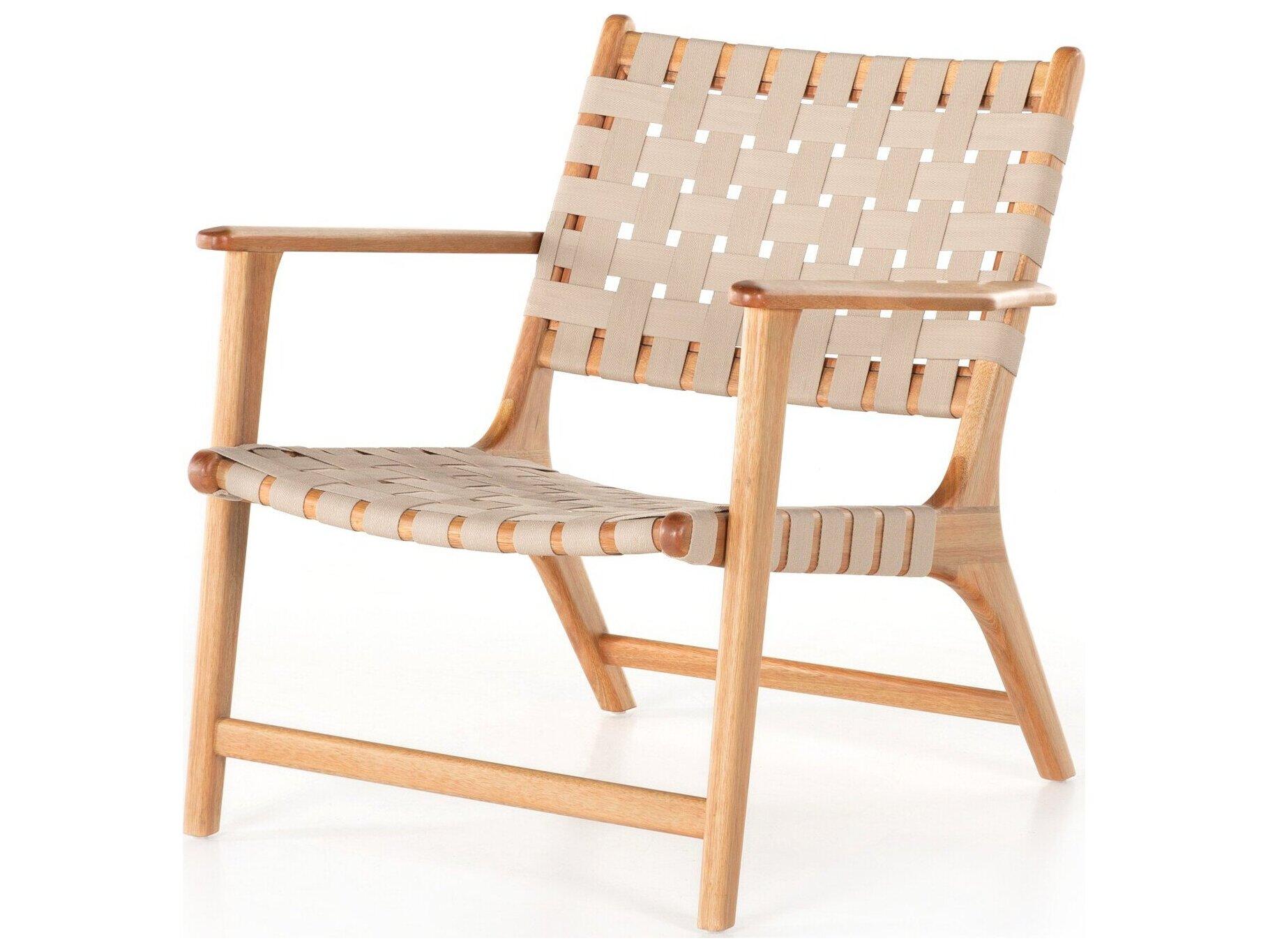 Four Hands Outdoor Halsted Jevon Wood Strap Lounge Chair in Soft Khaki