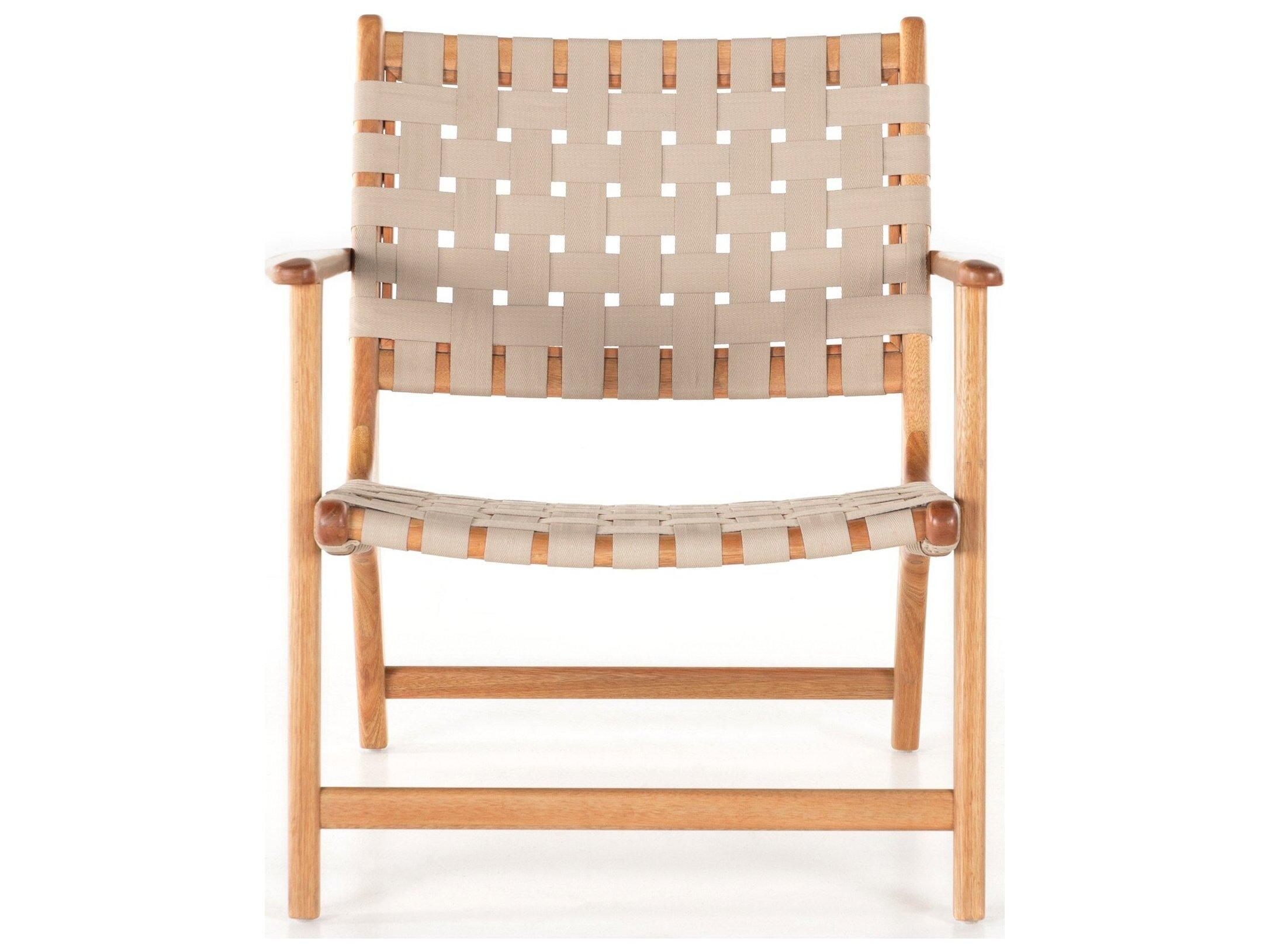 Four Hands Outdoor Halsted Jevon Wood Strap Lounge Chair in Soft Khaki