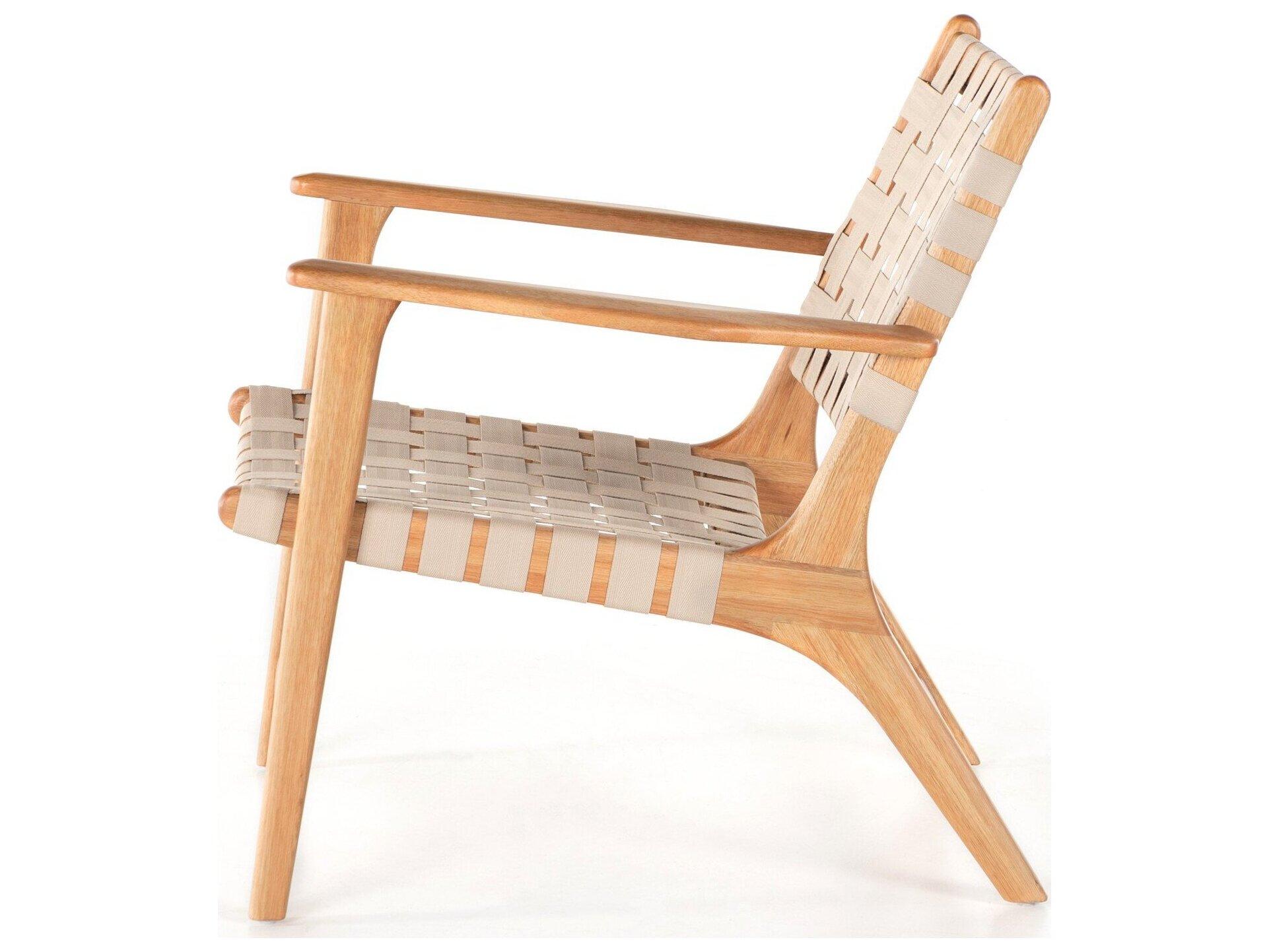 Four Hands Outdoor Halsted Jevon Wood Strap Lounge Chair in Soft Khaki