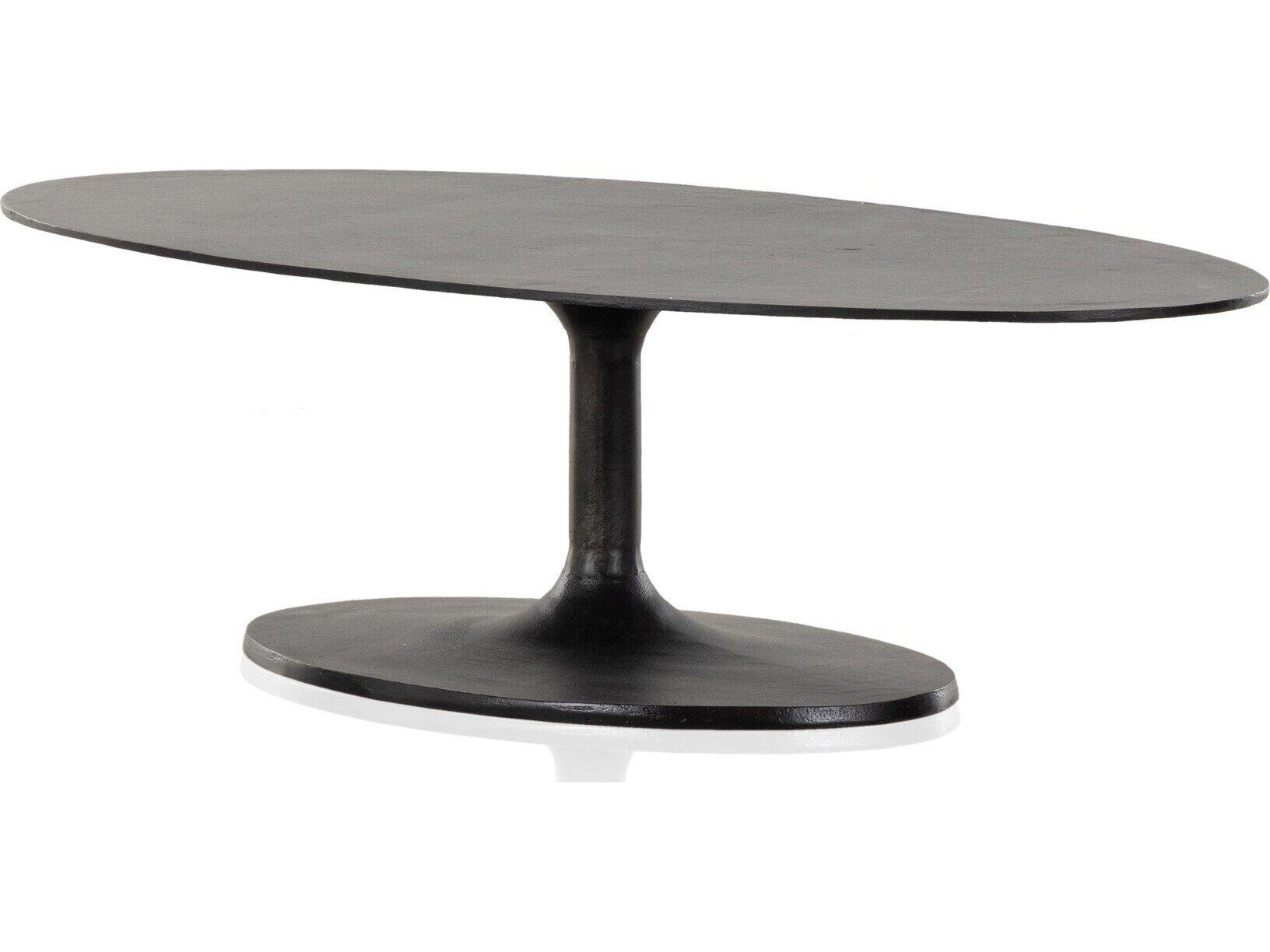 Four Hands Outdoor Marlow Raw Black Aluminum Oval Coffee Table