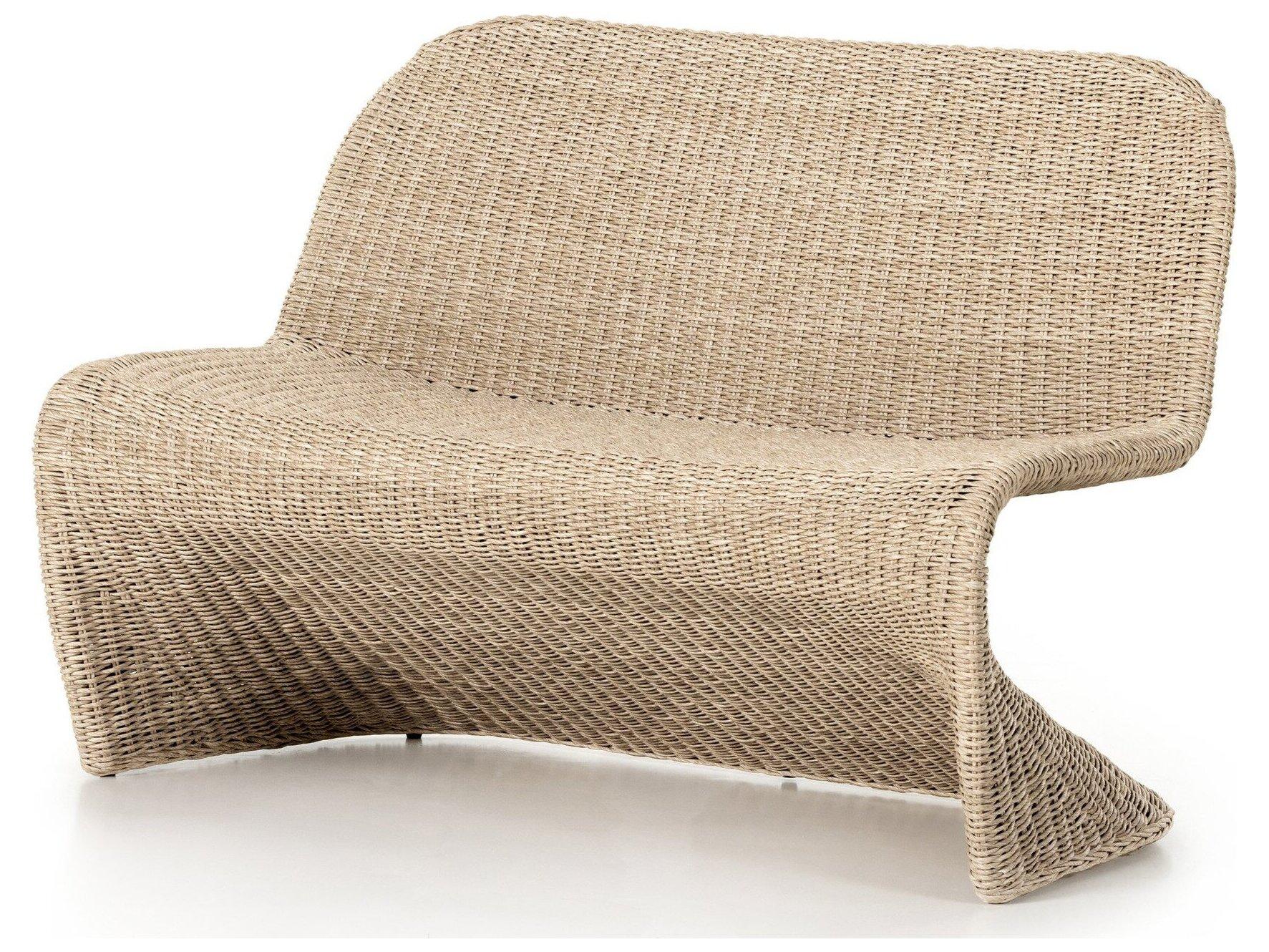 Four Hands Outdoor Grass Roots Vintage White Polypropylene Bench