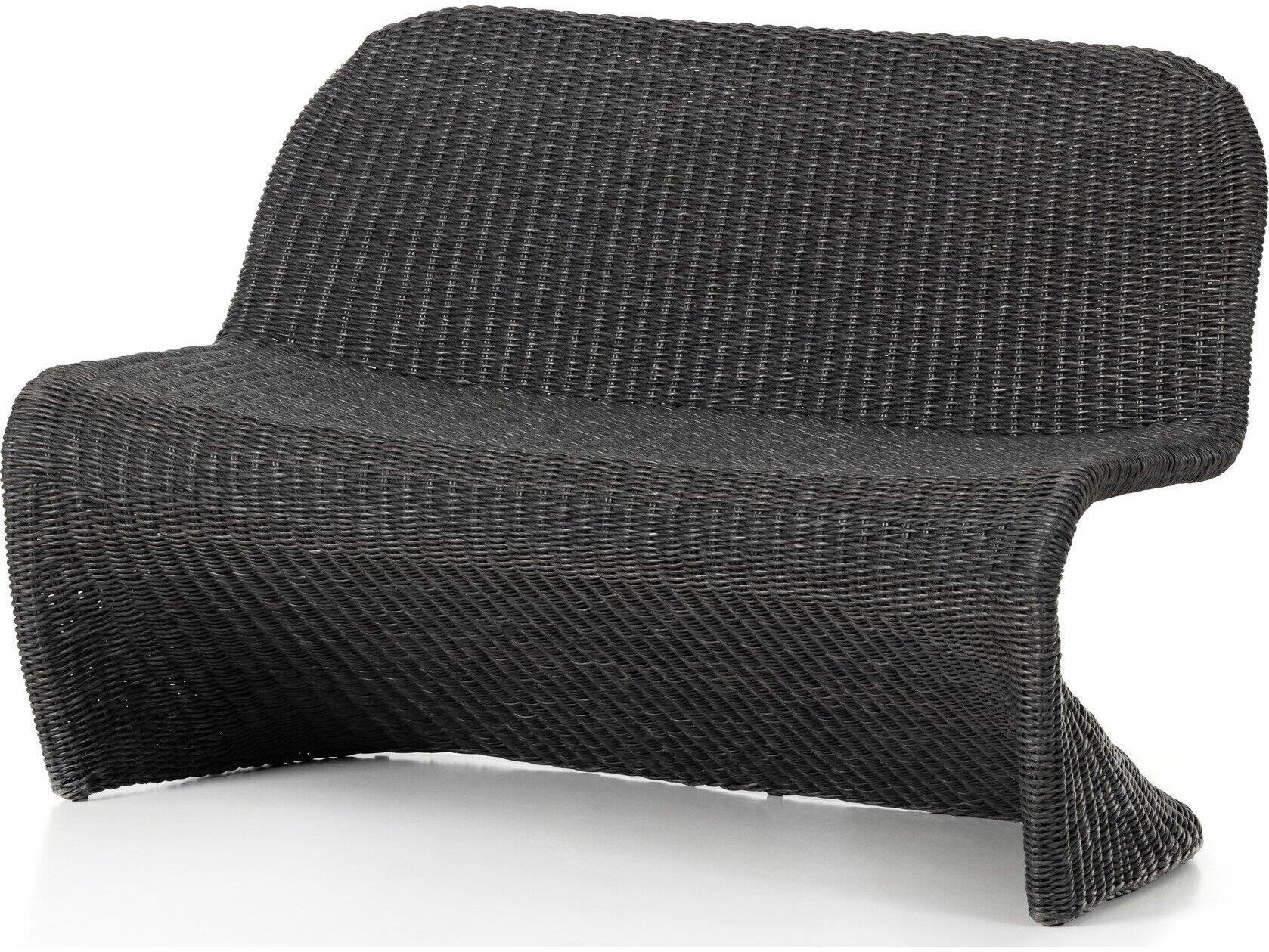 Four Hands Outdoor Grass Roots Vintage Coal Polypropylene Bench