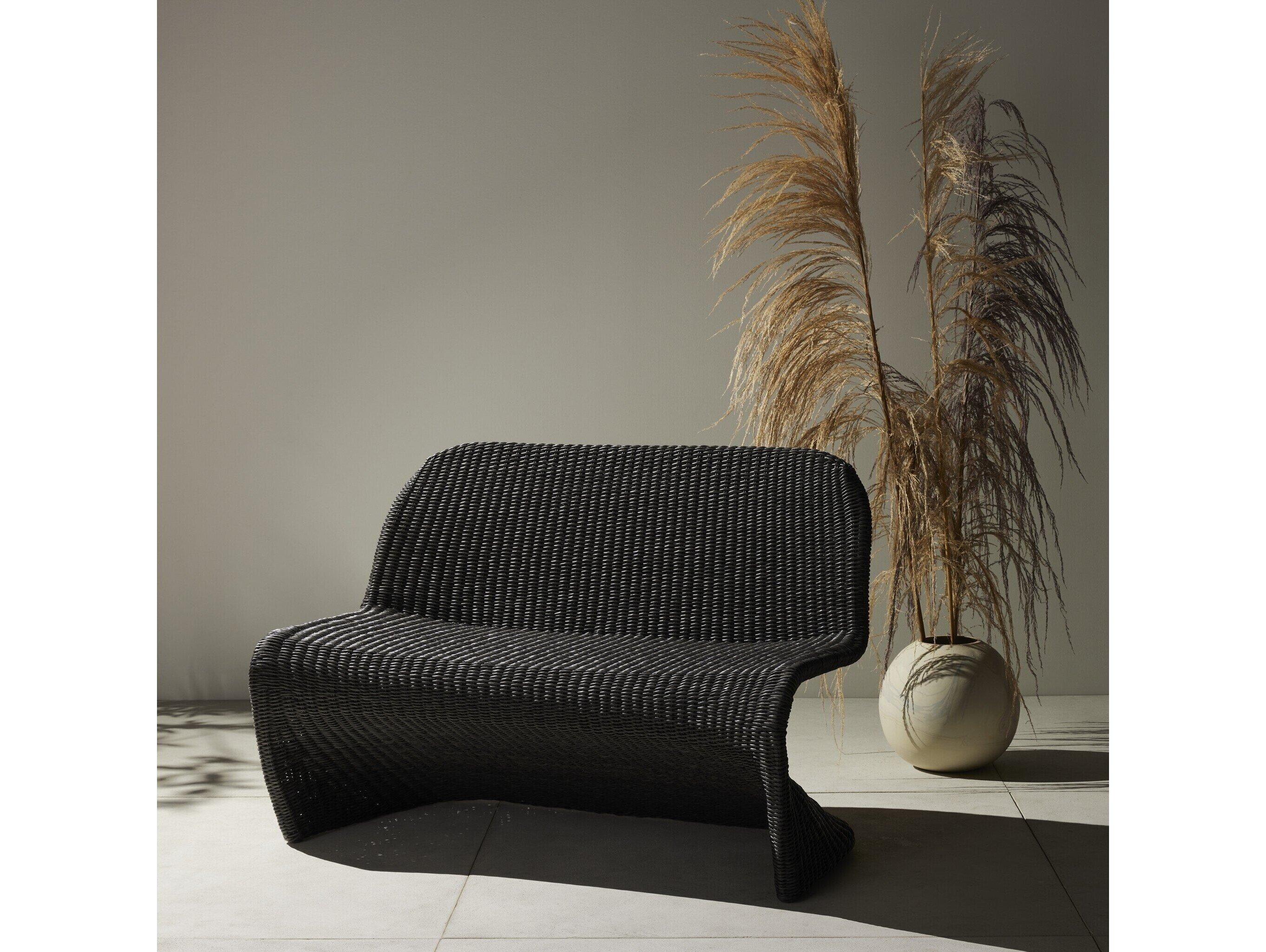 Four Hands Outdoor Grass Roots Vintage Coal Polypropylene Bench