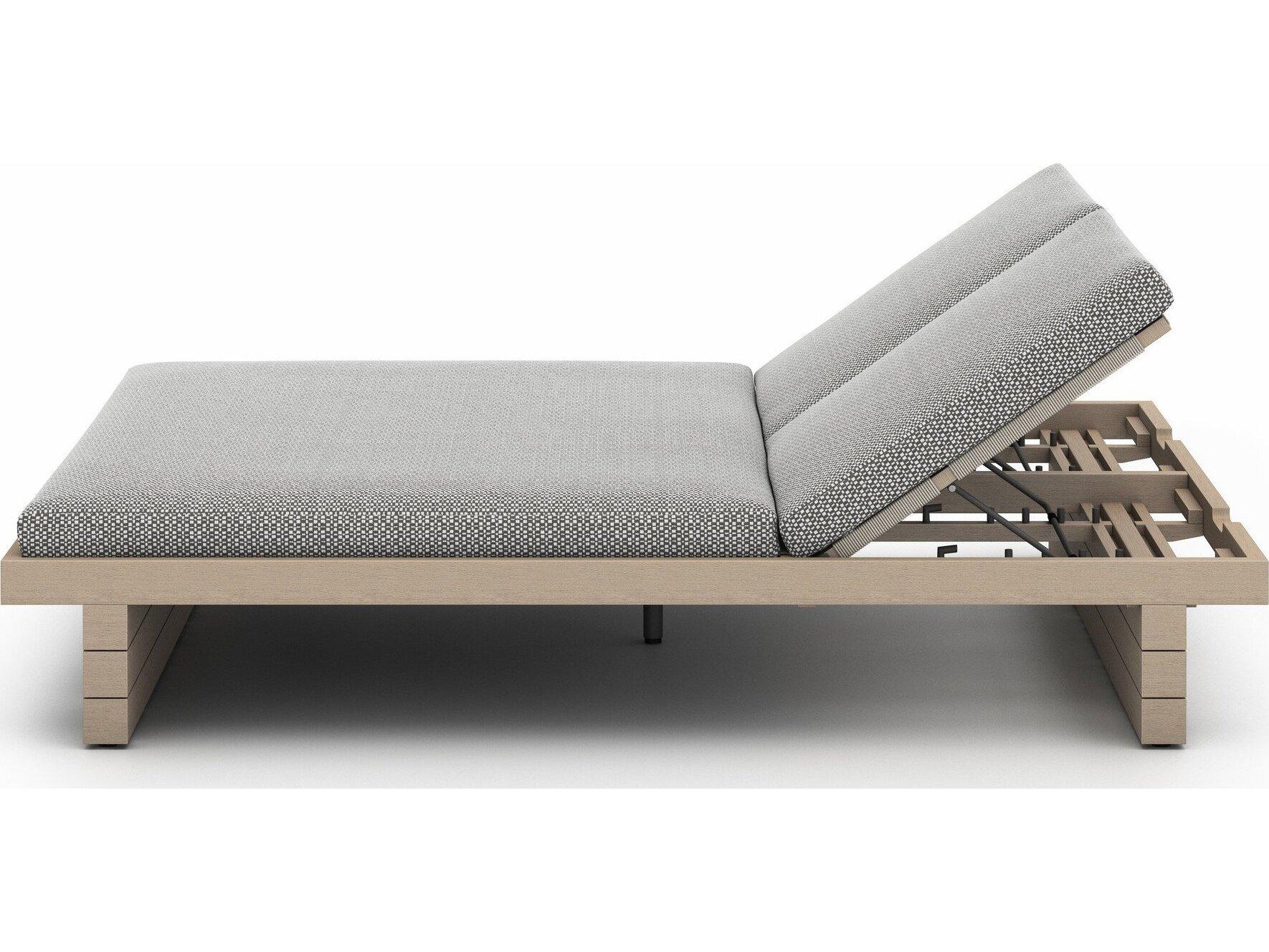 Luxecor Globetrotter Outdoor Washed Brown Teak / Grey Rope Chaise Lounge with Faye Ash Cushion