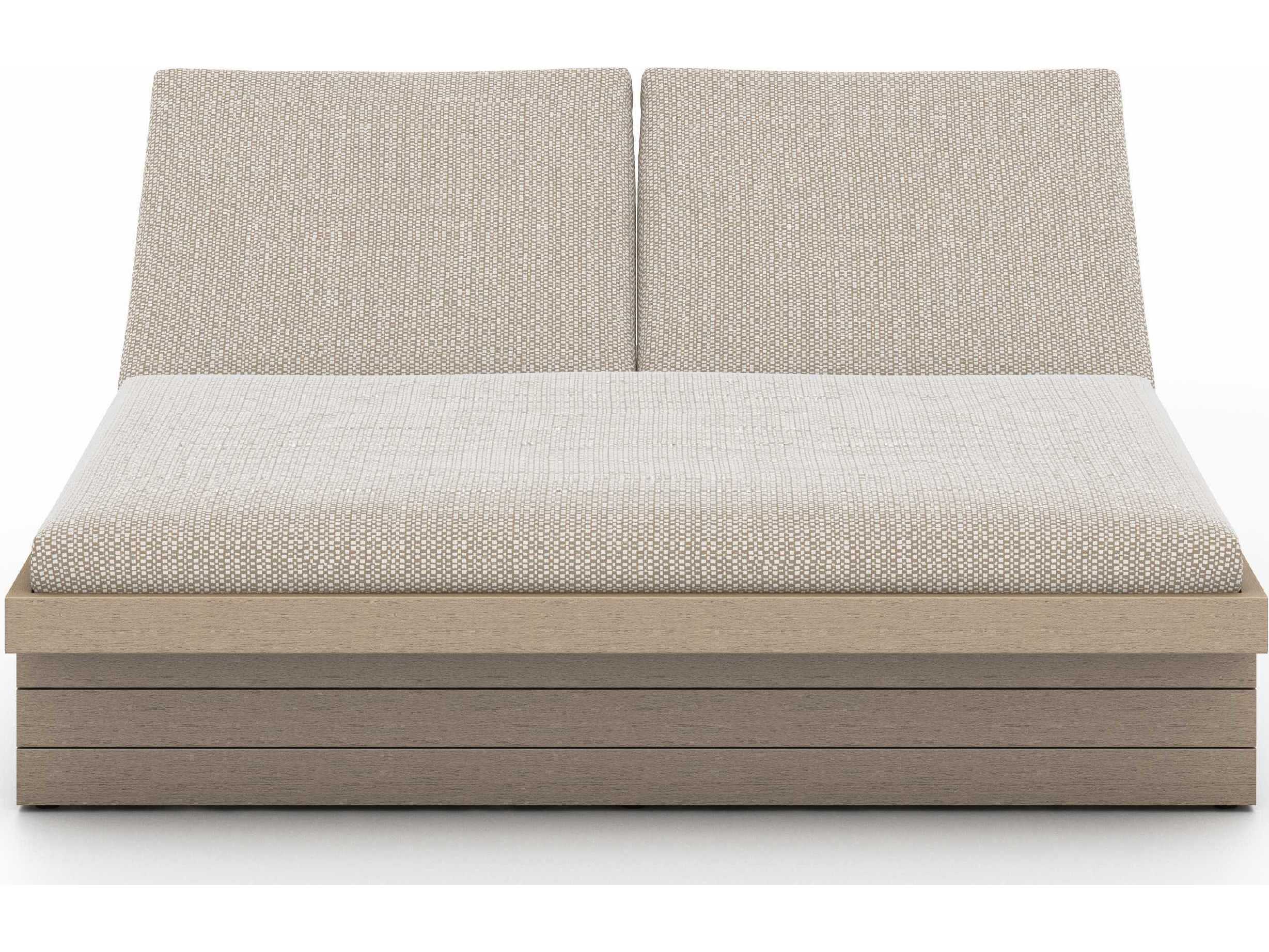 Luxecor Globetrotter Outdoor Washed Brown Teak / Grey Rope Chaise Lounge with Faye Sand Cushion