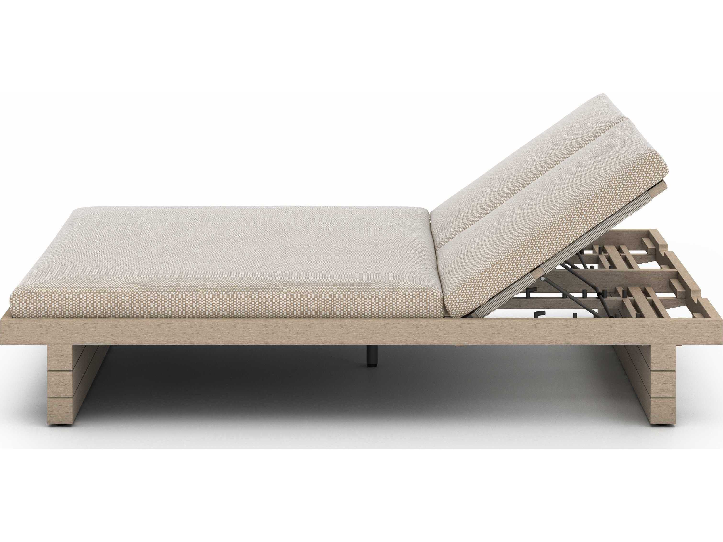 Luxecor Globetrotter Outdoor Washed Brown Teak / Grey Rope Chaise Lounge with Faye Sand Cushion