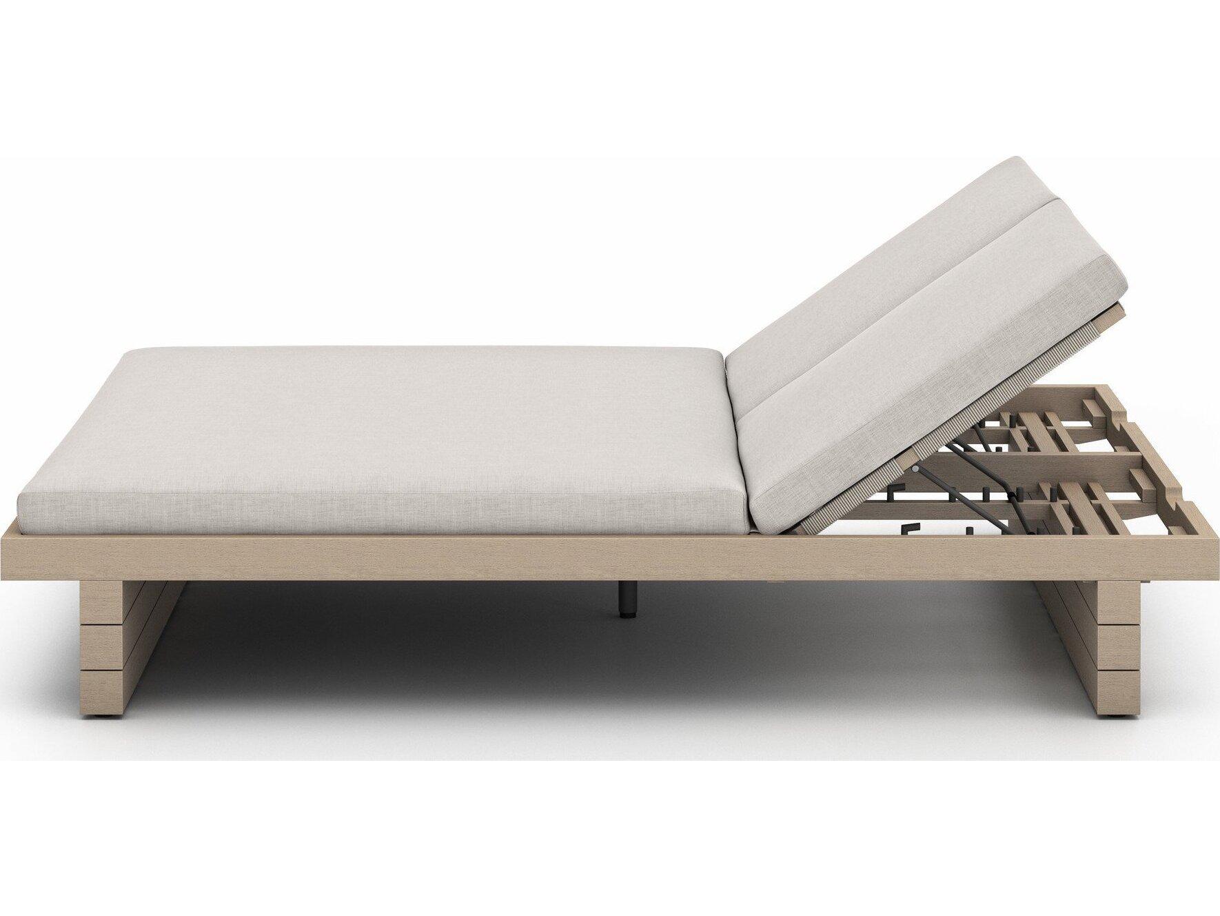 Luxecor Globetrotter Outdoor Washed Brown Teak / Grey Rope Chaise Lounge with Stone Cushion