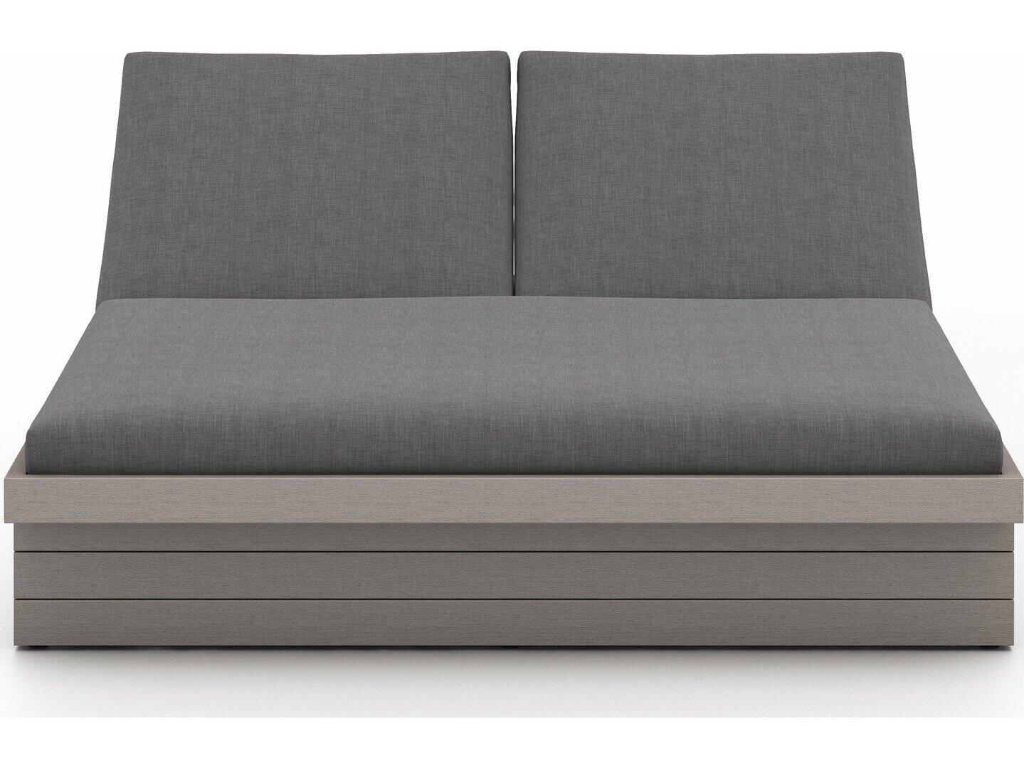 Luxecor Globetrotter Outdoor Weathered Grey Teak / Dark Rope Chaise Lounge with Charcoal Cushion