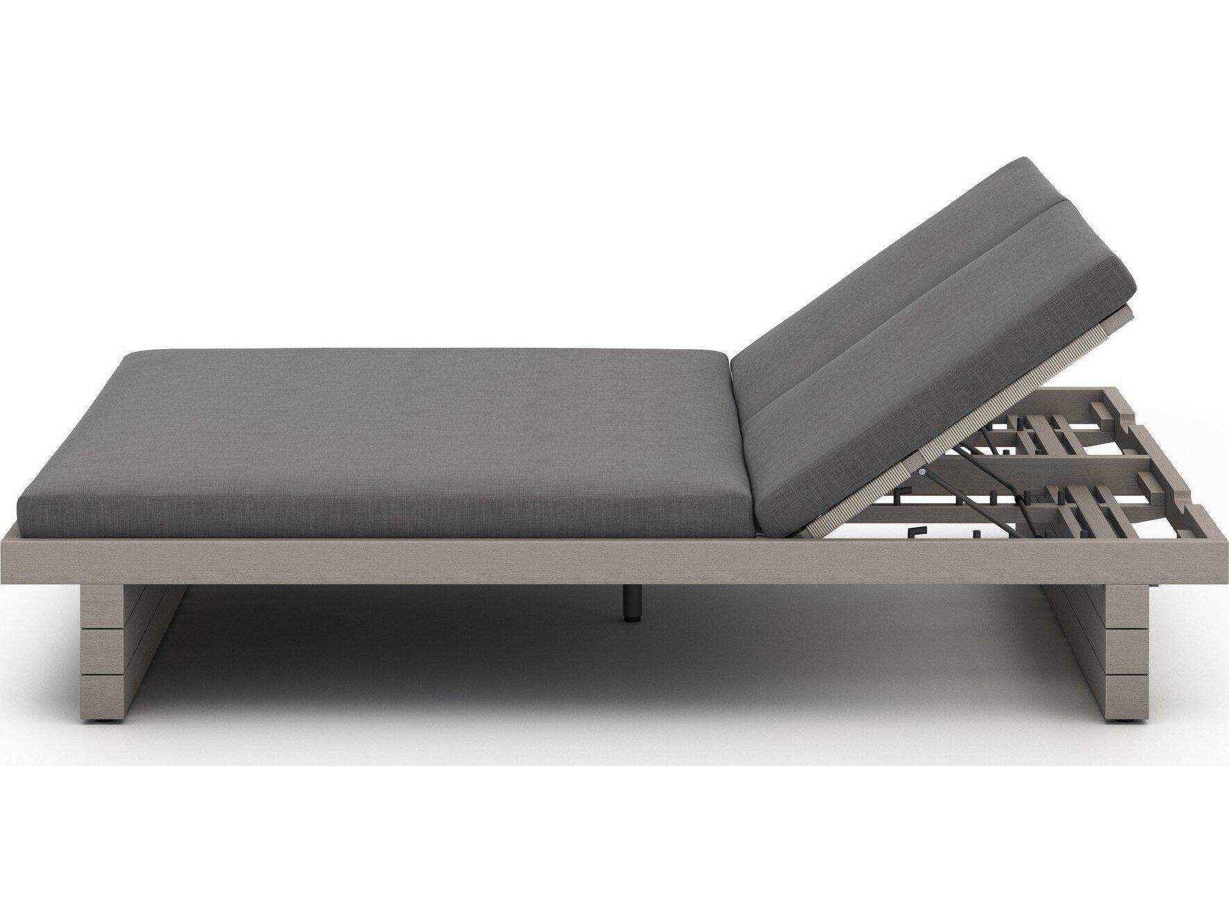 Luxecor Globetrotter Outdoor Weathered Grey Teak / Dark Rope Chaise Lounge with Charcoal Cushion