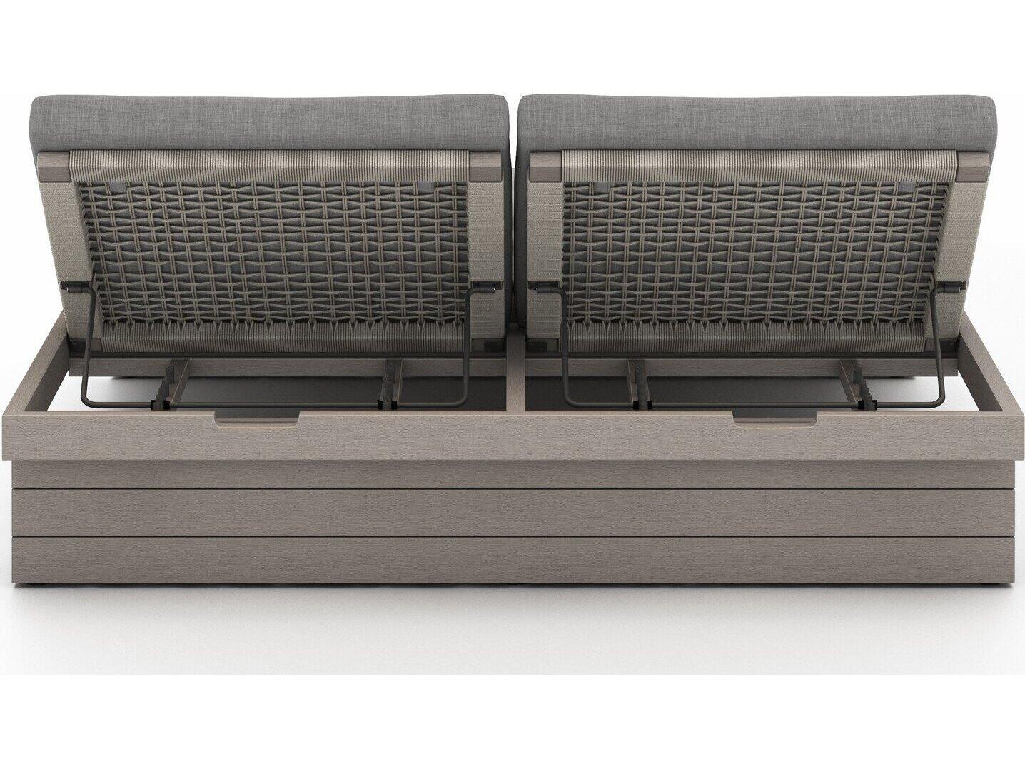 Luxecor Globetrotter Outdoor Weathered Grey Teak / Dark Rope Chaise Lounge with Charcoal Cushion