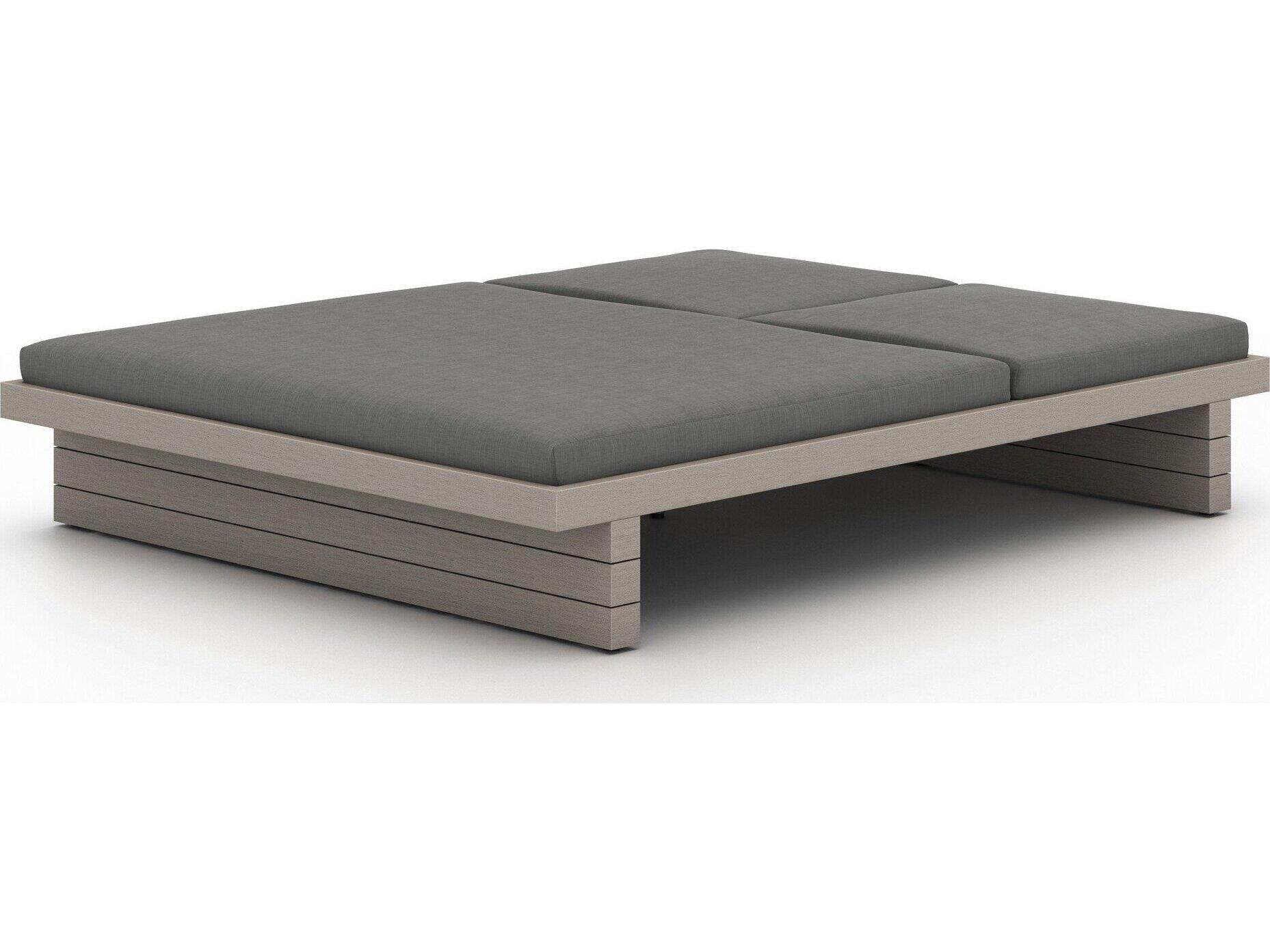 Luxecor Globetrotter Outdoor Weathered Grey Teak / Dark Rope Chaise Lounge with Charcoal Cushion