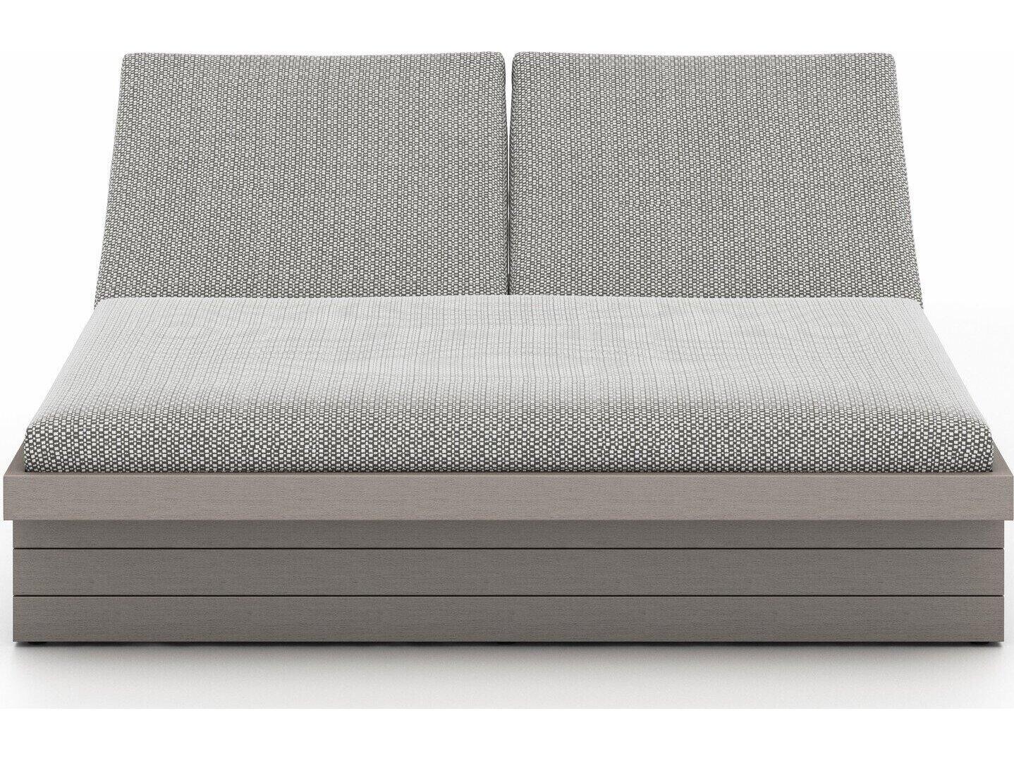 Luxecor Globetrotter Outdoor Weathered Grey Teak / Dark Rope Chaise Lounge with Faye Ash Cushion