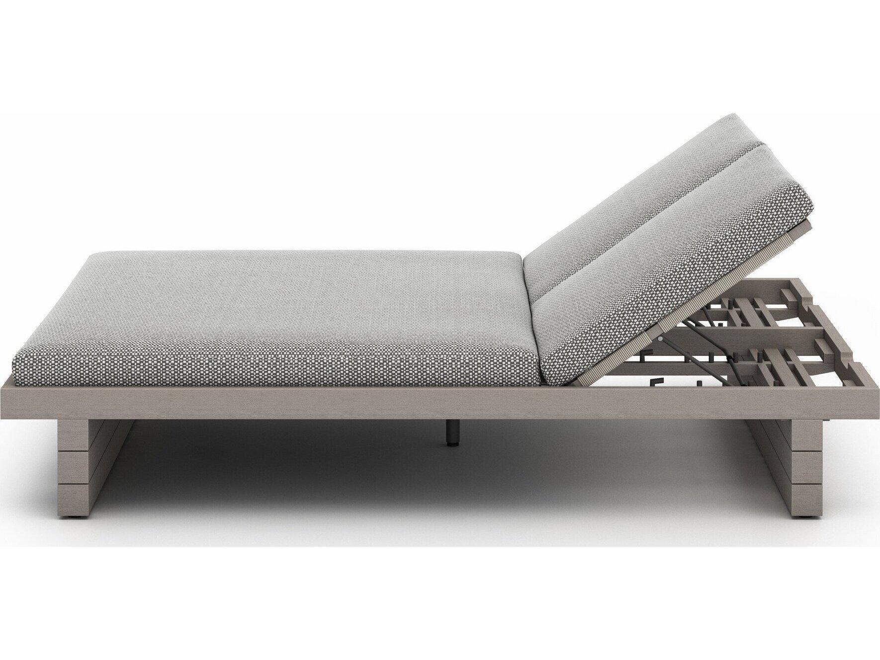 Luxecor Globetrotter Outdoor Weathered Grey Teak / Dark Rope Chaise Lounge with Faye Ash Cushion
