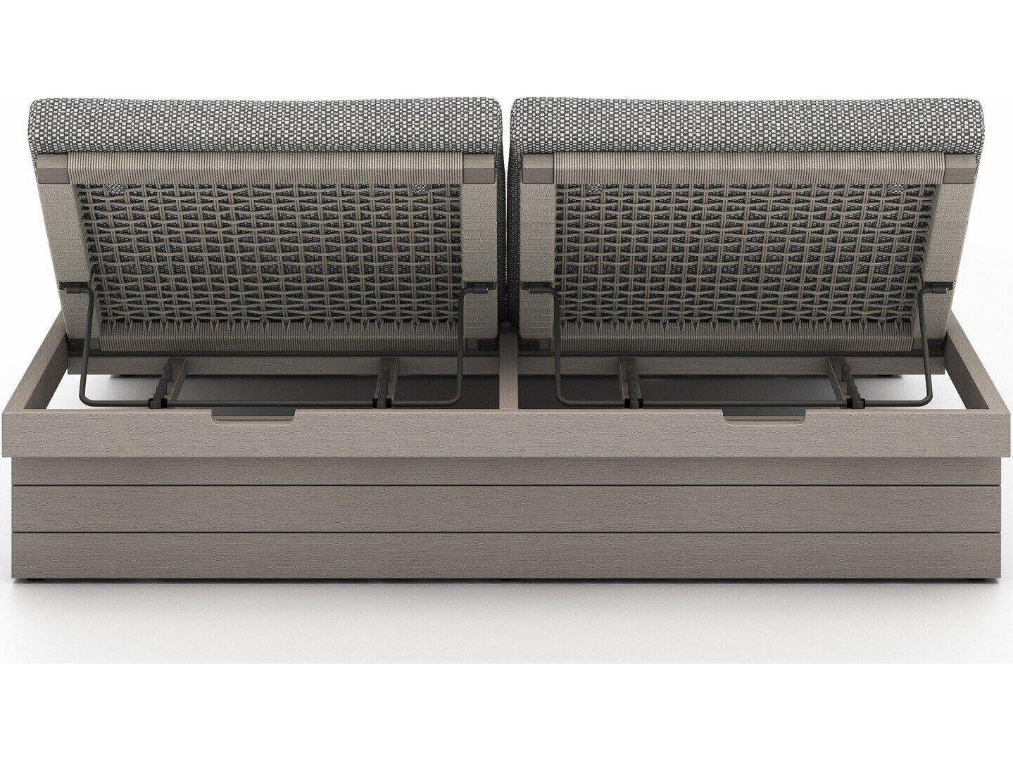 Luxecor Globetrotter Outdoor Weathered Grey Teak / Dark Rope Chaise Lounge with Faye Ash Cushion