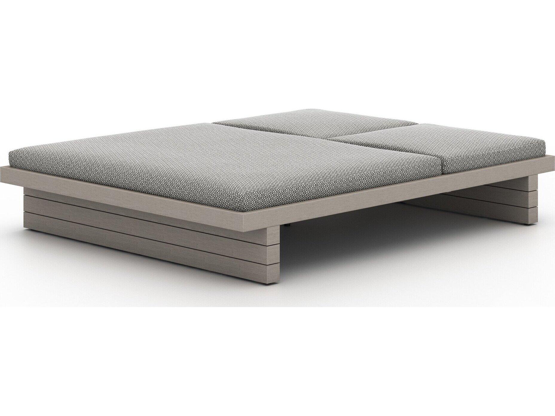 Luxecor Globetrotter Outdoor Weathered Grey Teak / Dark Rope Chaise Lounge with Faye Ash Cushion