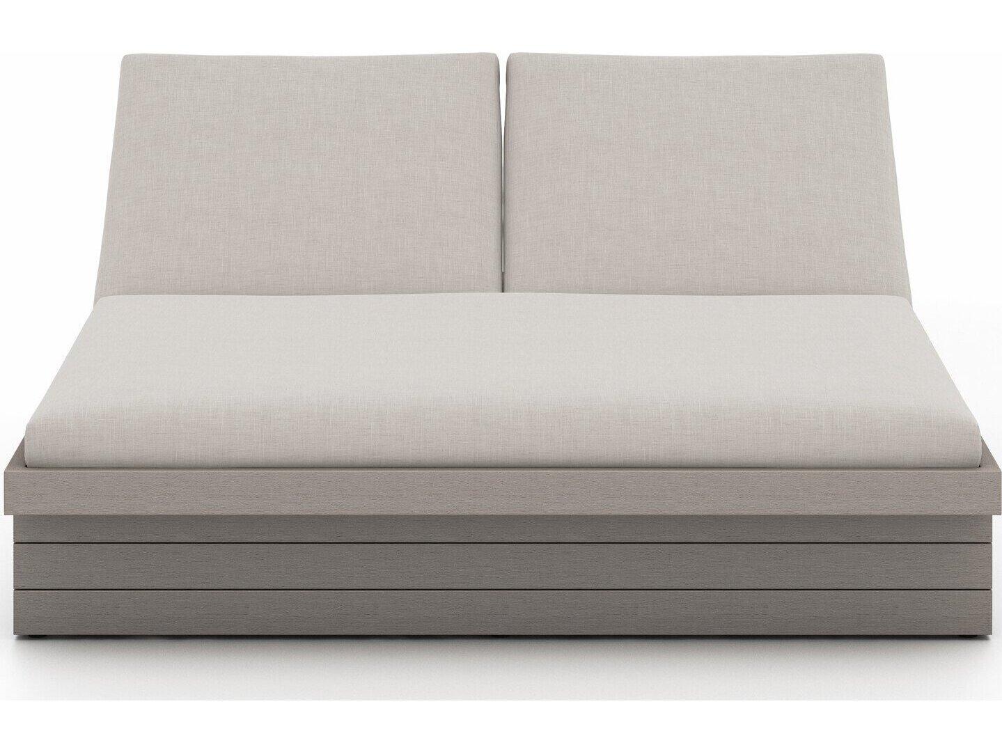 Luxecor Globetrotter Outdoor Weathered Grey Teak / Dark Rope Chaise Lounge with Stone Cushion