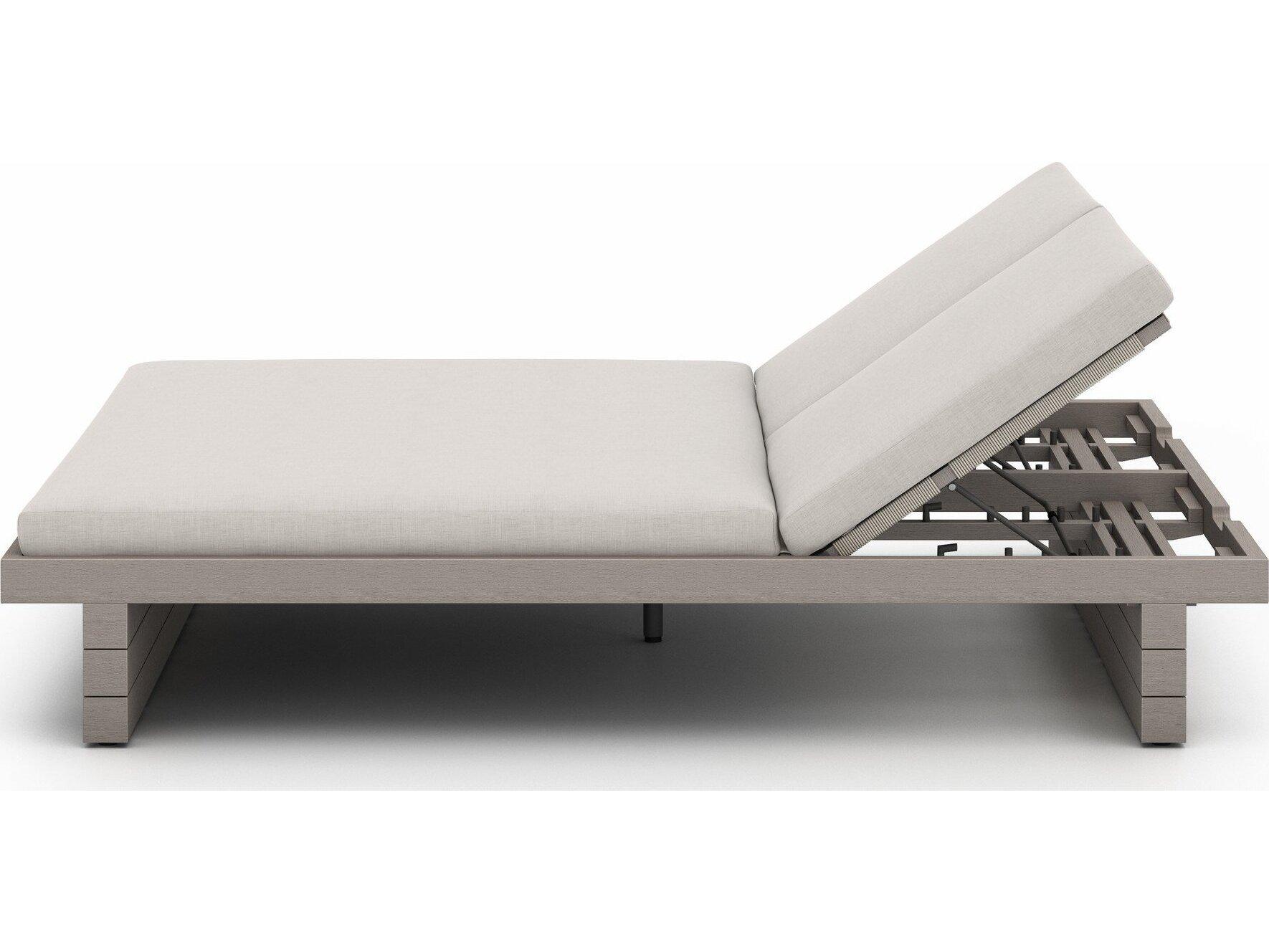 Luxecor Globetrotter Outdoor Weathered Grey Teak / Dark Rope Chaise Lounge with Stone Cushion