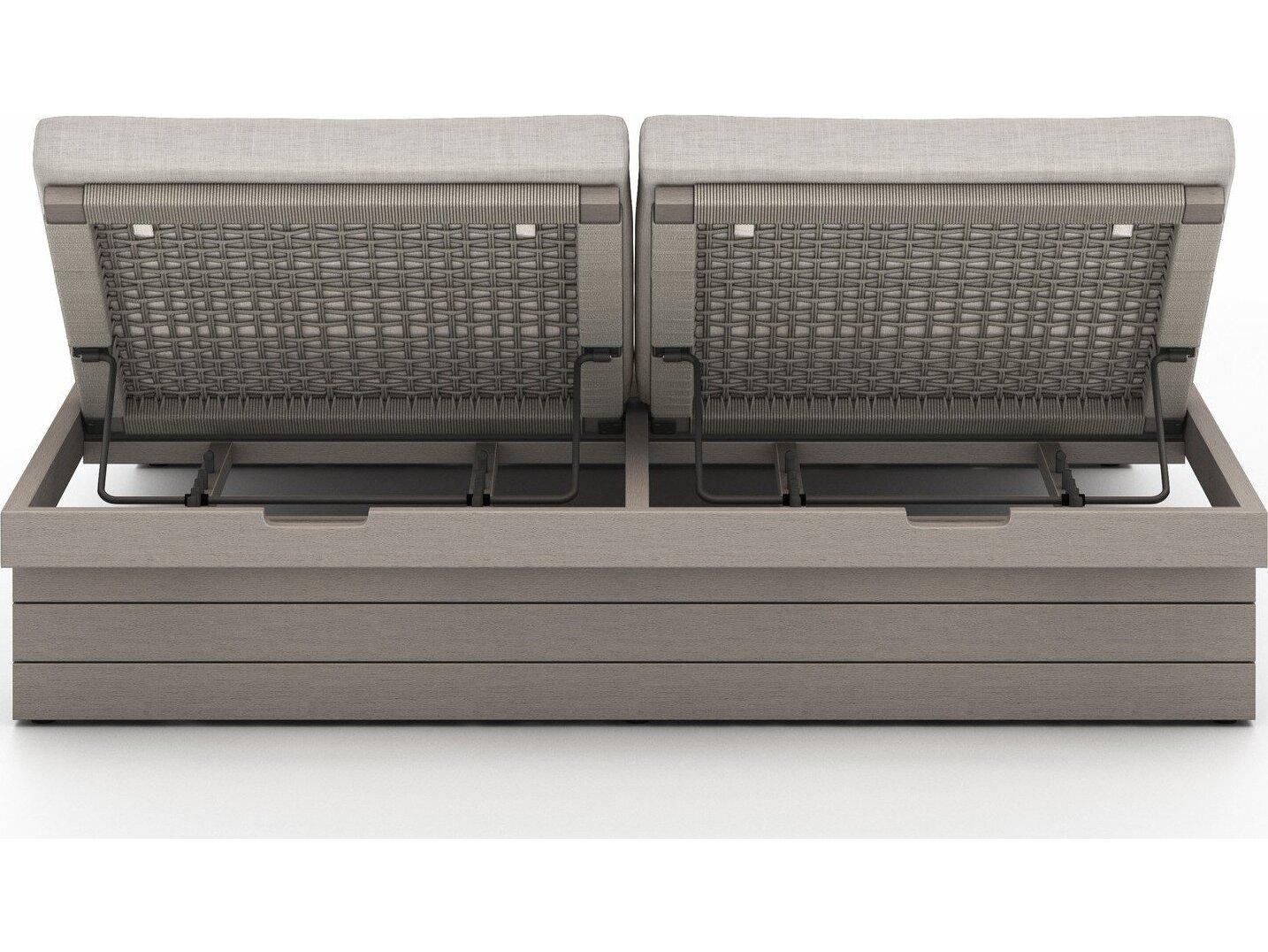 Luxecor Globetrotter Outdoor Weathered Grey Teak / Dark Rope Chaise Lounge with Stone Cushion