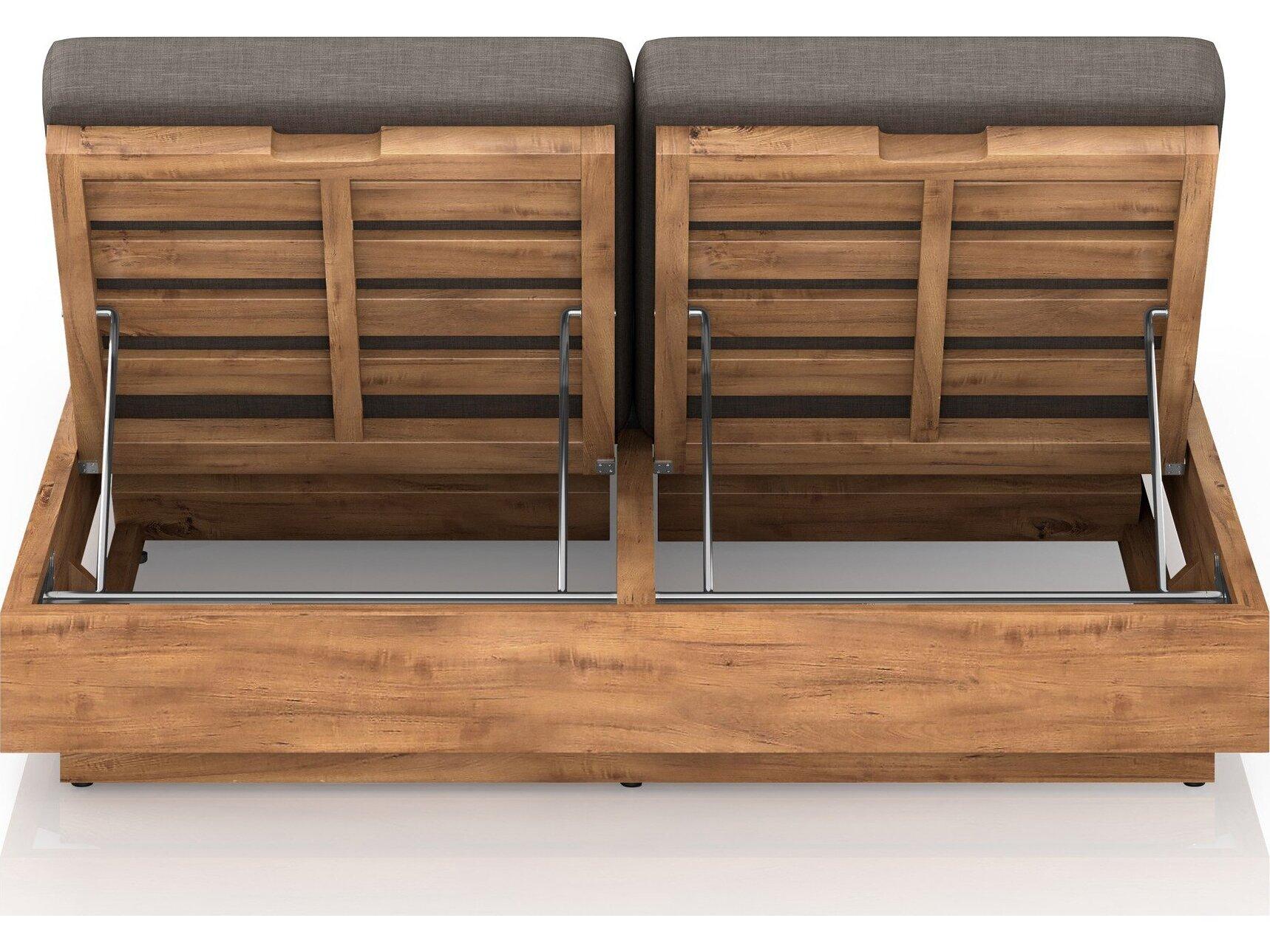 Four Hands Outdoor Solano Natural Teak Chaise Lounge with Charcoal Cushion