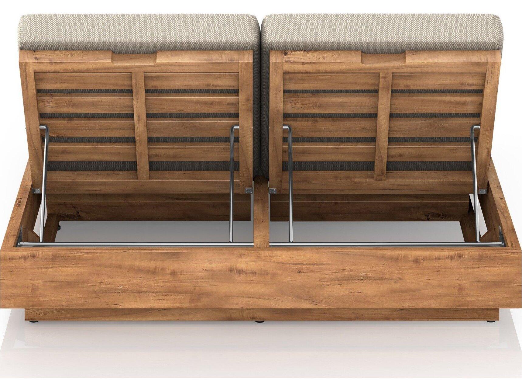 Four Hands Outdoor Solano Natural Teak Chaise Lounge with Faye Sand Cushion