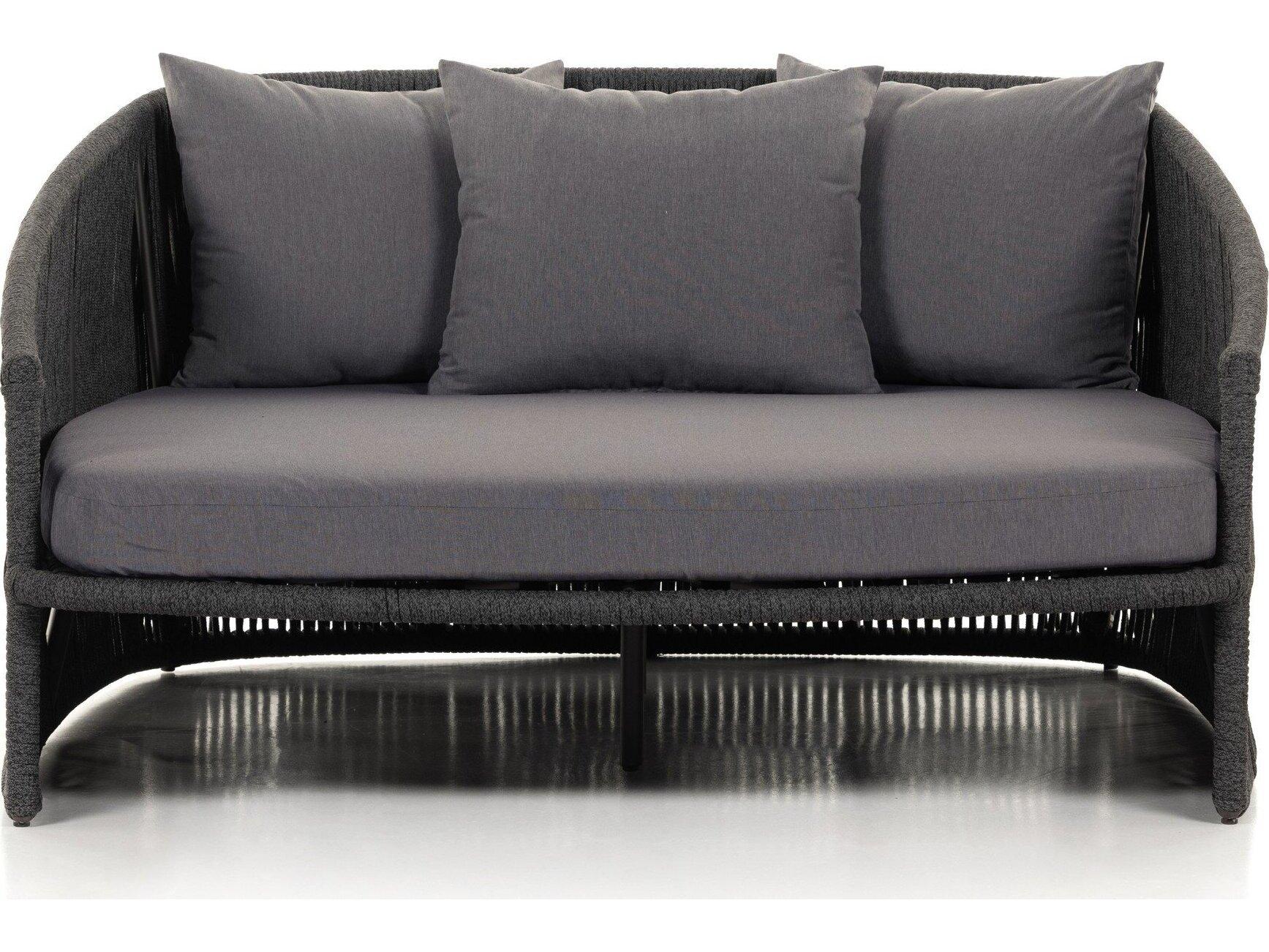 Four Hands Outdoor Solano Bronze Aluminum / Dark Grey Rope Lounge Bed with Charcoal Cushion