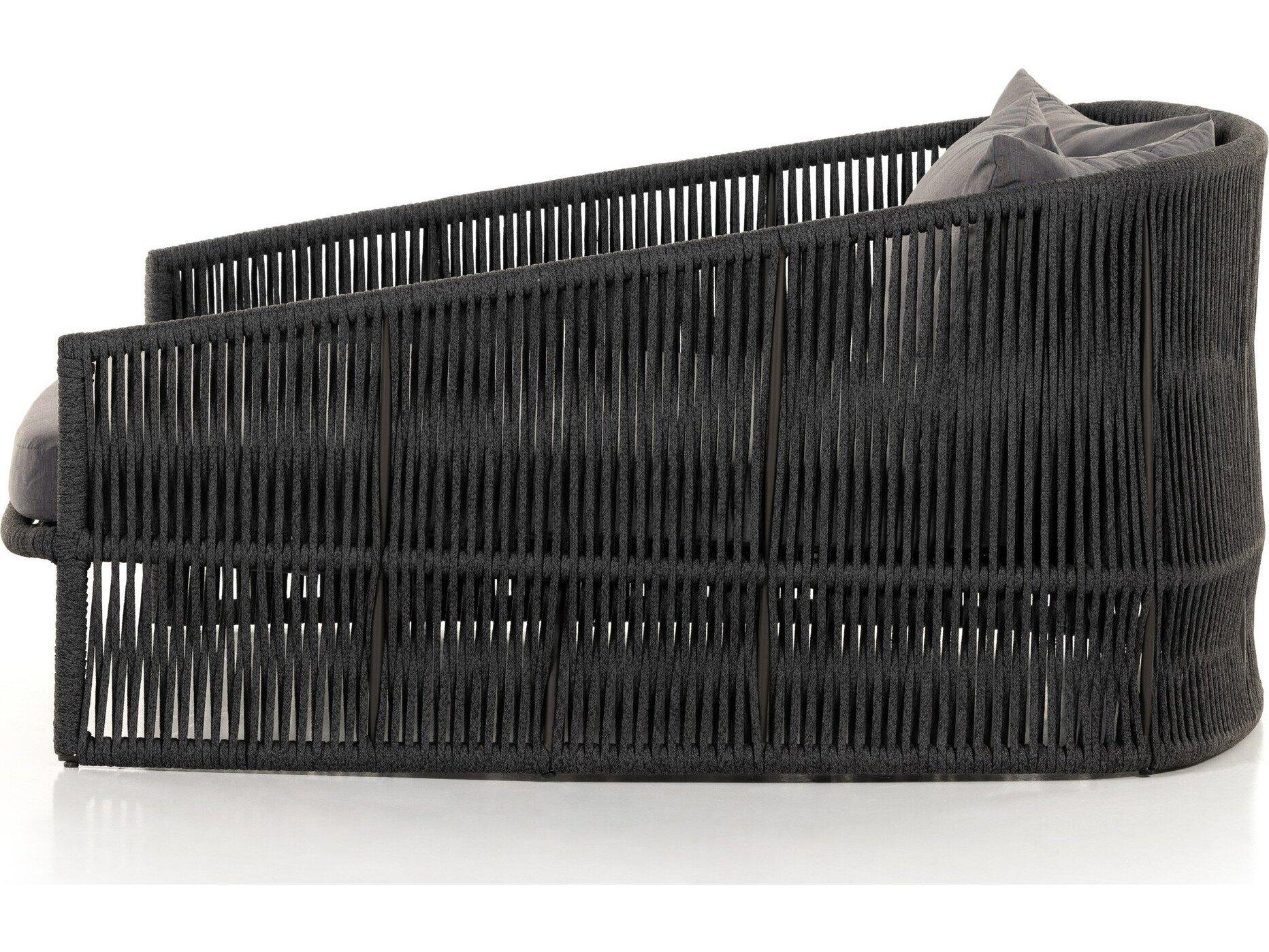 Four Hands Outdoor Solano Bronze Aluminum / Dark Grey Rope Lounge Bed with Charcoal Cushion
