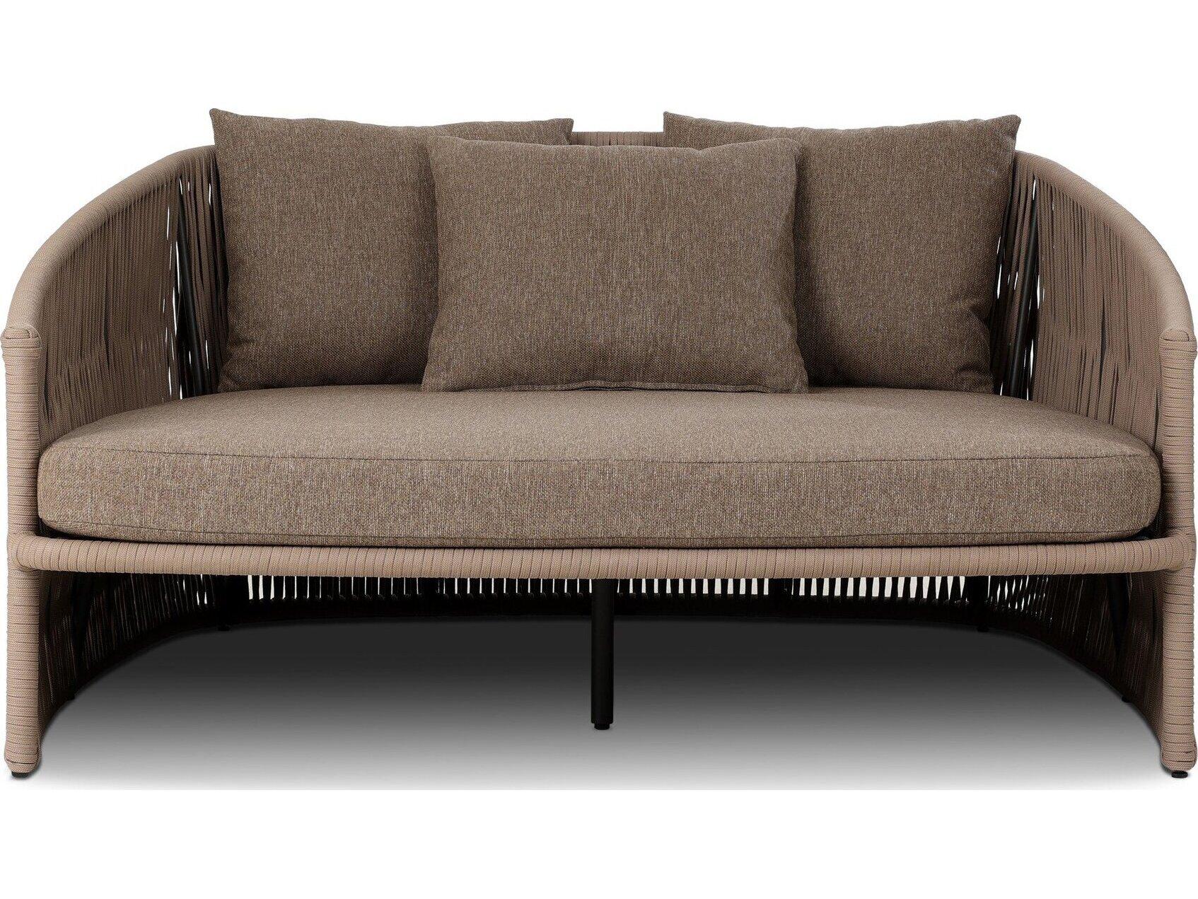 Four Hands Outdoor Solano Porto Bronze Aluminum Cushion Lounge Day Bed in Ellor Brown