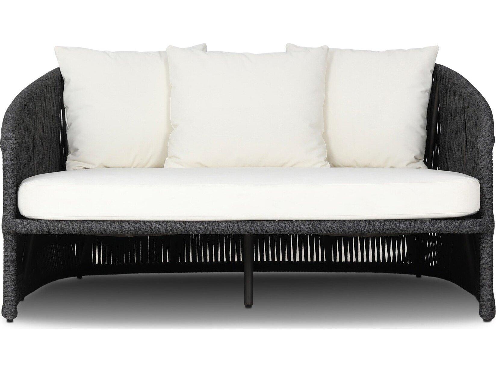 Four Hands Outdoor Solano Porto Bronze Aluminum Cushion Lounge Day Bed in Arashi Salt