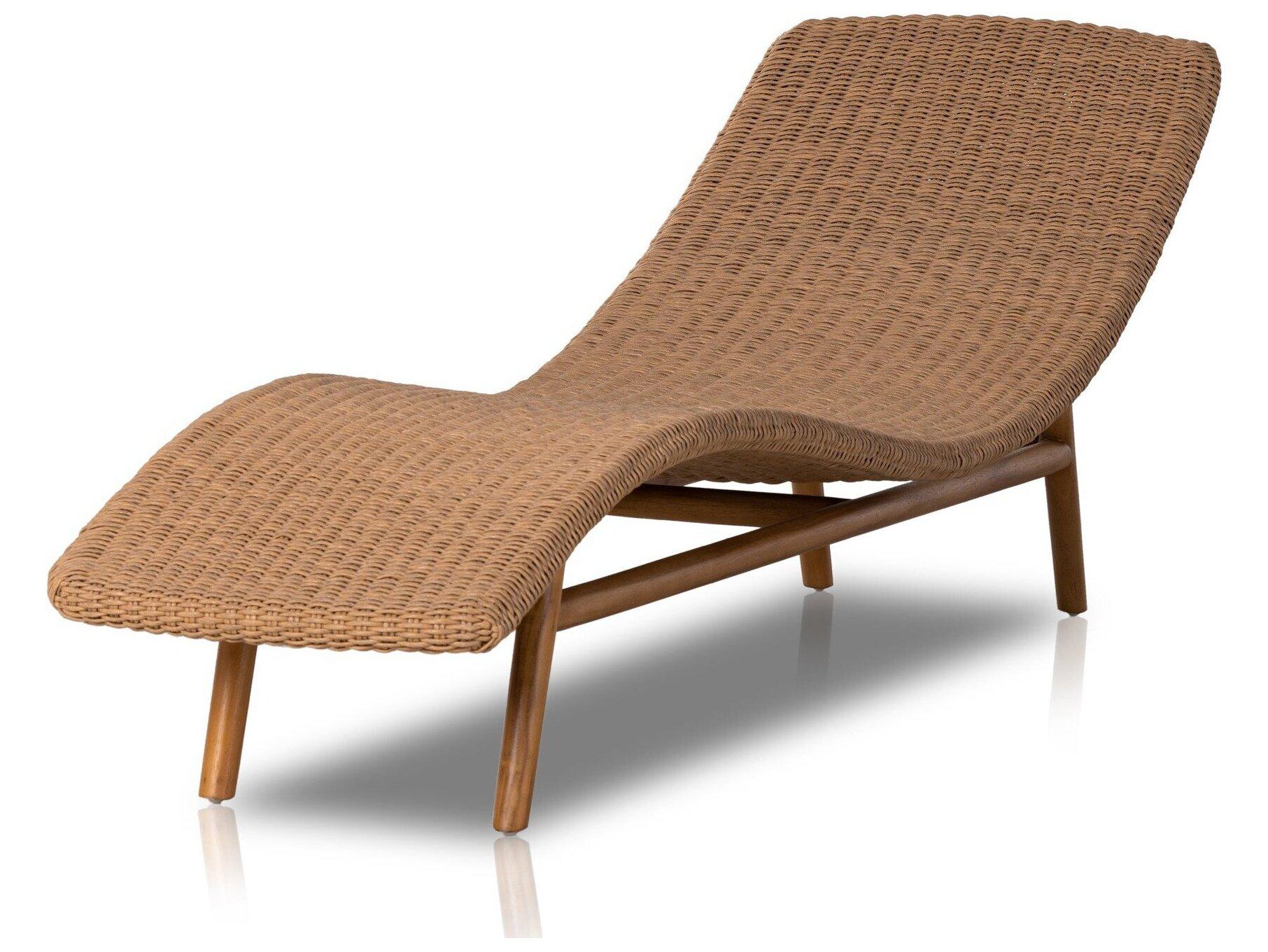 Four Hands Outdoor Grass Roots Vintage Natural Polypropylene / Natural Teak Chaise Lounge