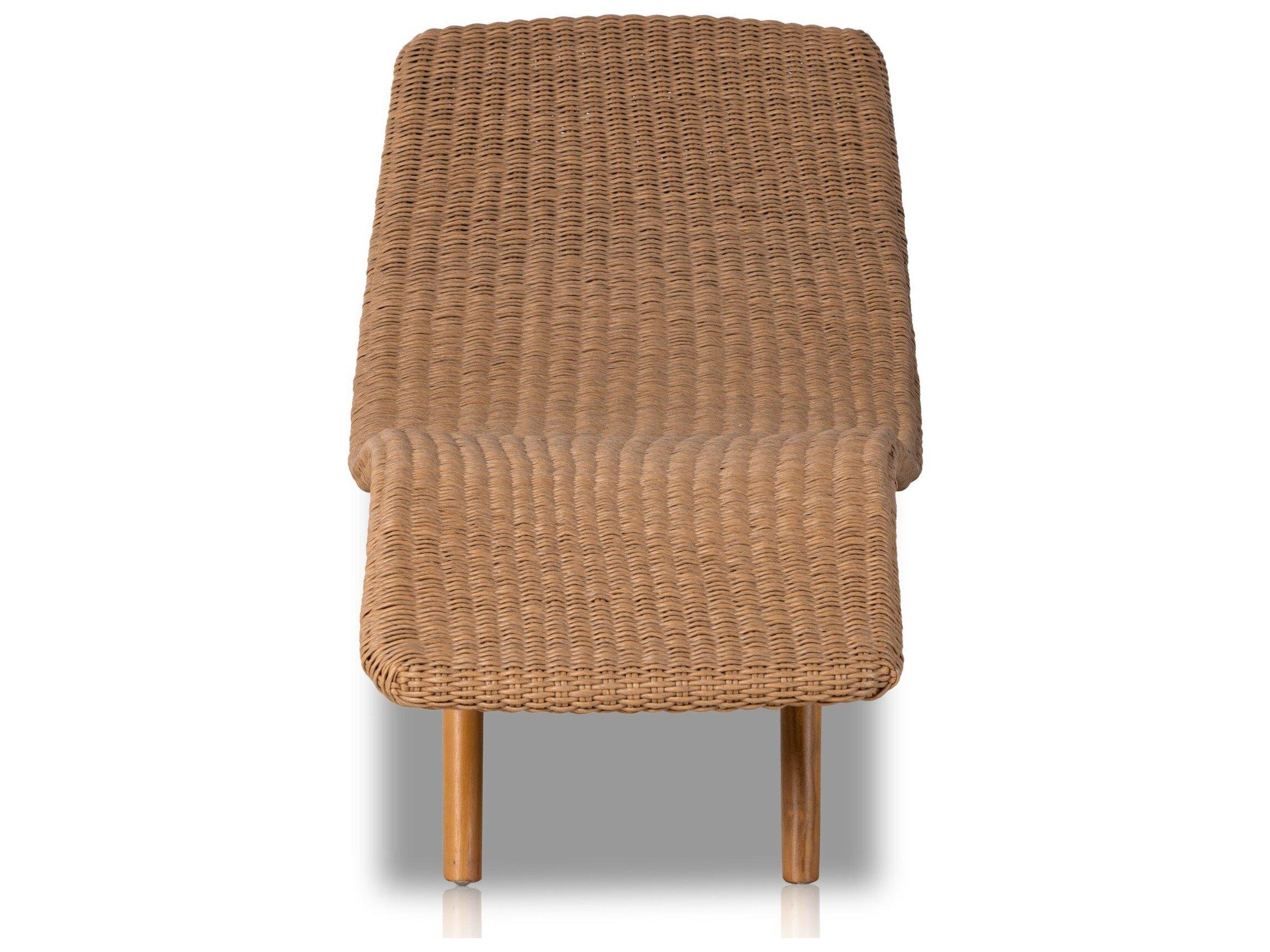 Four Hands Outdoor Grass Roots Vintage Natural Polypropylene / Natural Teak Chaise Lounge