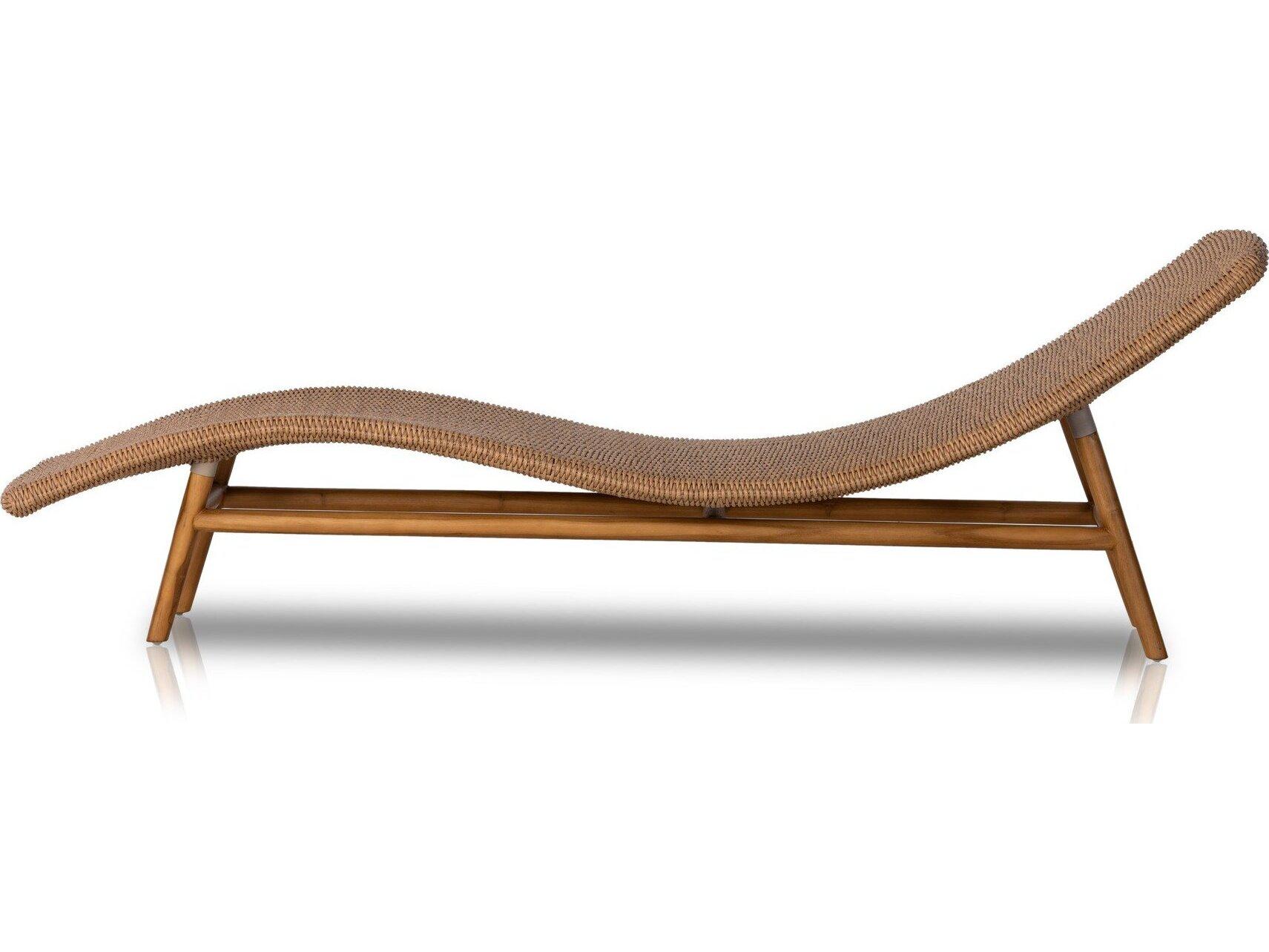 Four Hands Outdoor Grass Roots Vintage Natural Polypropylene / Natural Teak Chaise Lounge
