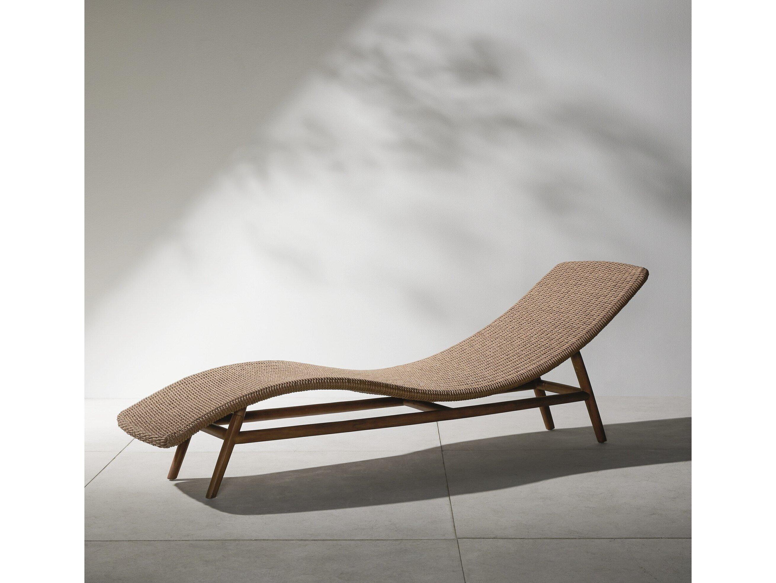 Four Hands Outdoor Grass Roots Vintage Natural Polypropylene / Natural Teak Chaise Lounge