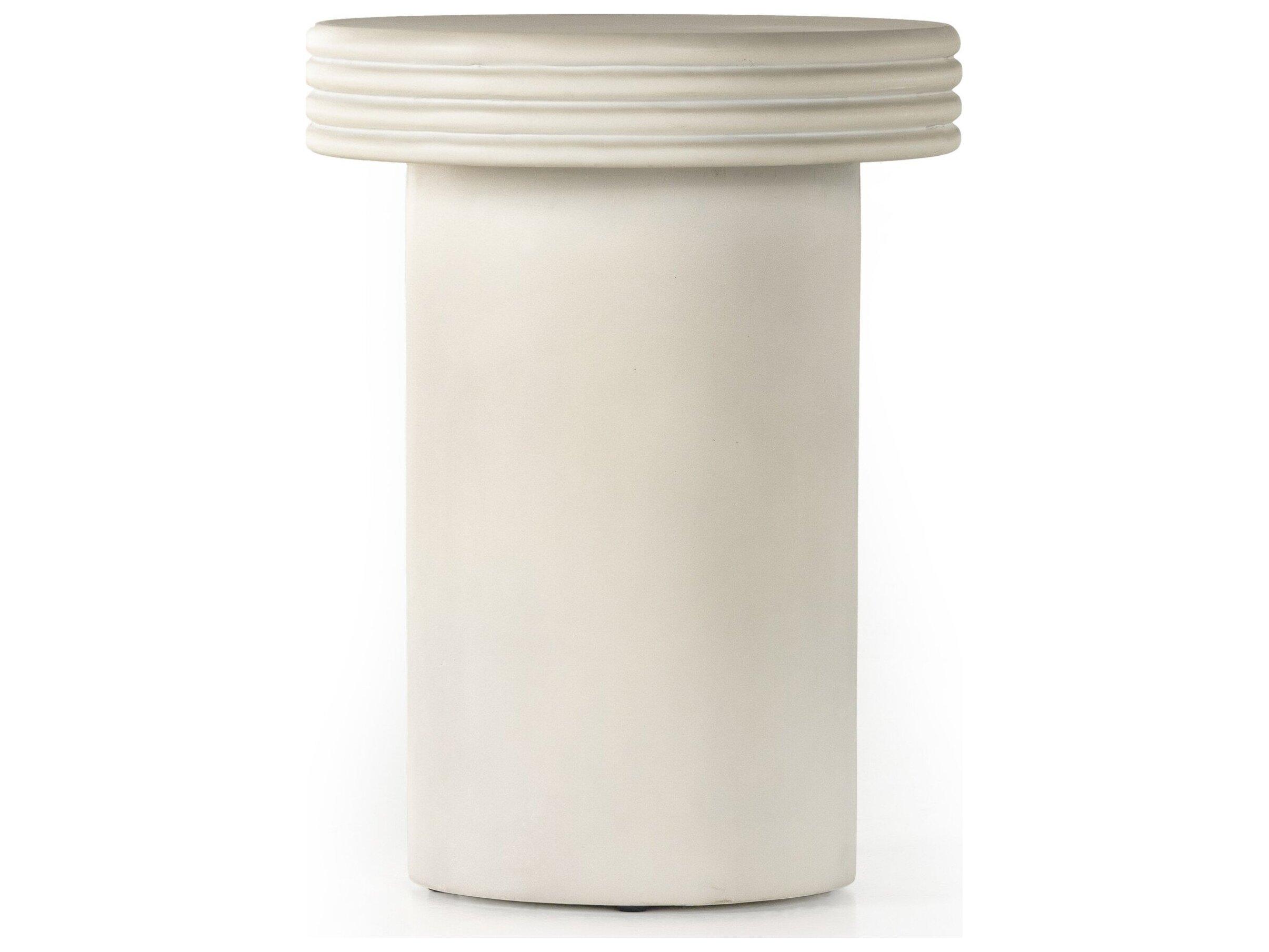 Four Hands Outdoor Thayer White Concrete Round End Table
