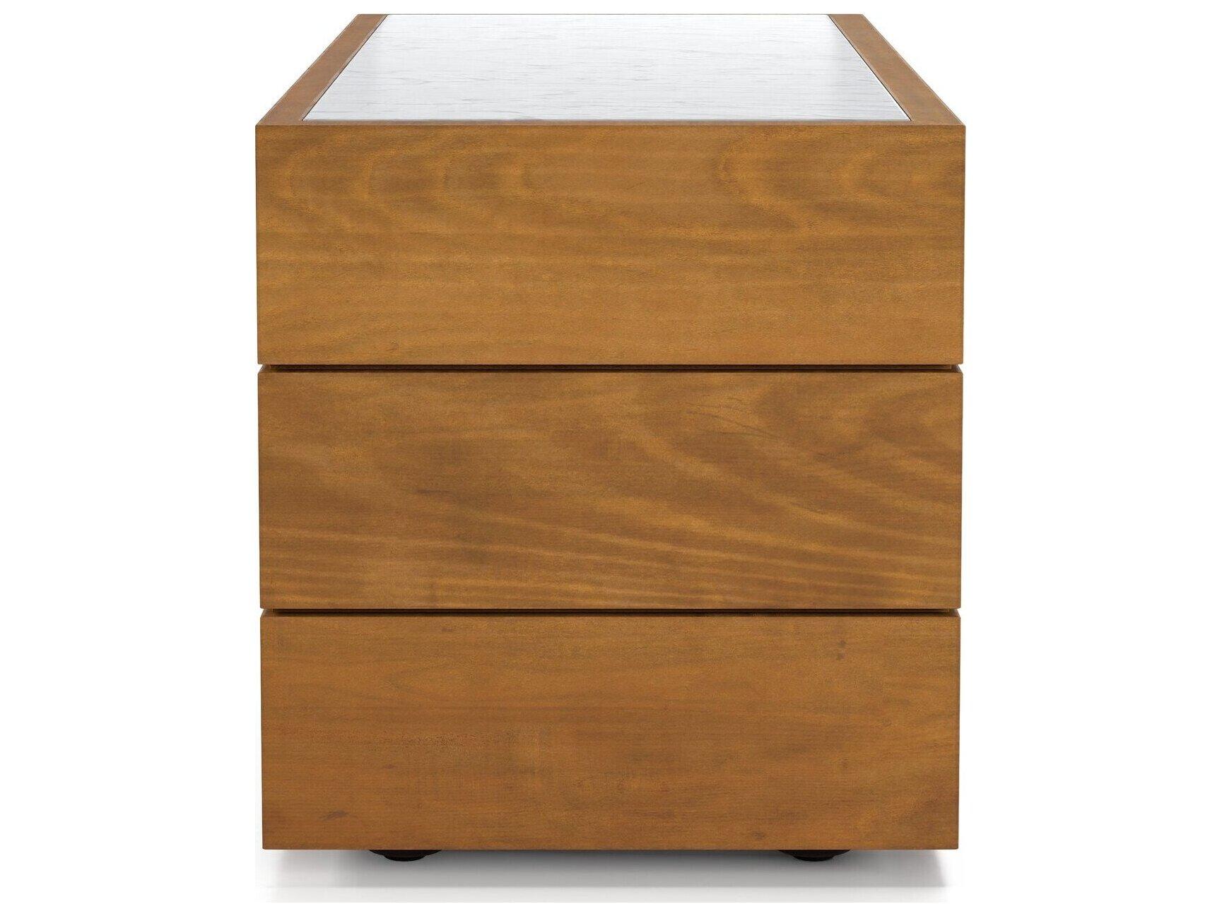 Four Hands Outdoor Solano Natural Teak / White Marble Rectangular End Table