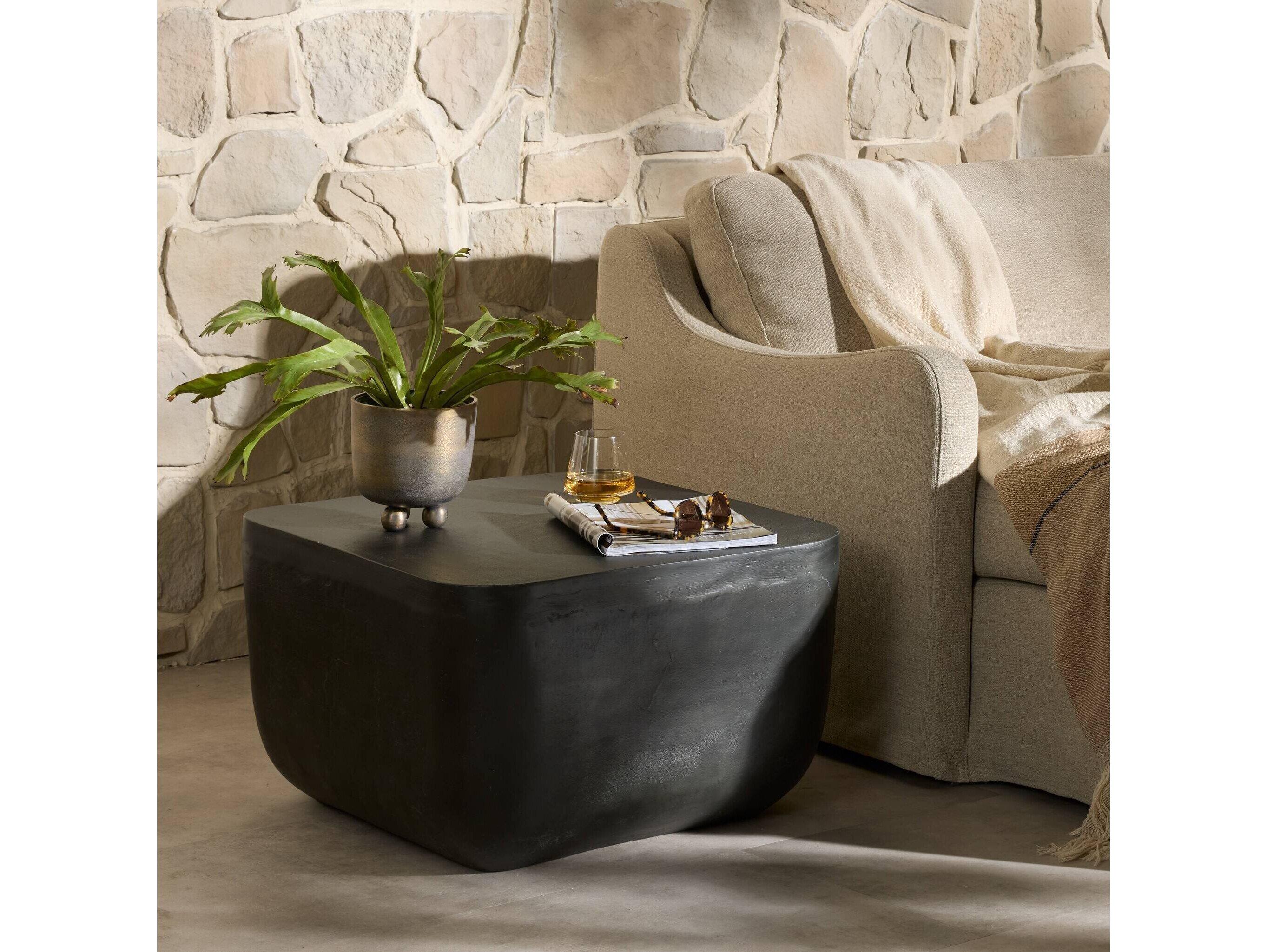 Four Hands Outdoor Marlow Aged Grey Aluminum Square End Table