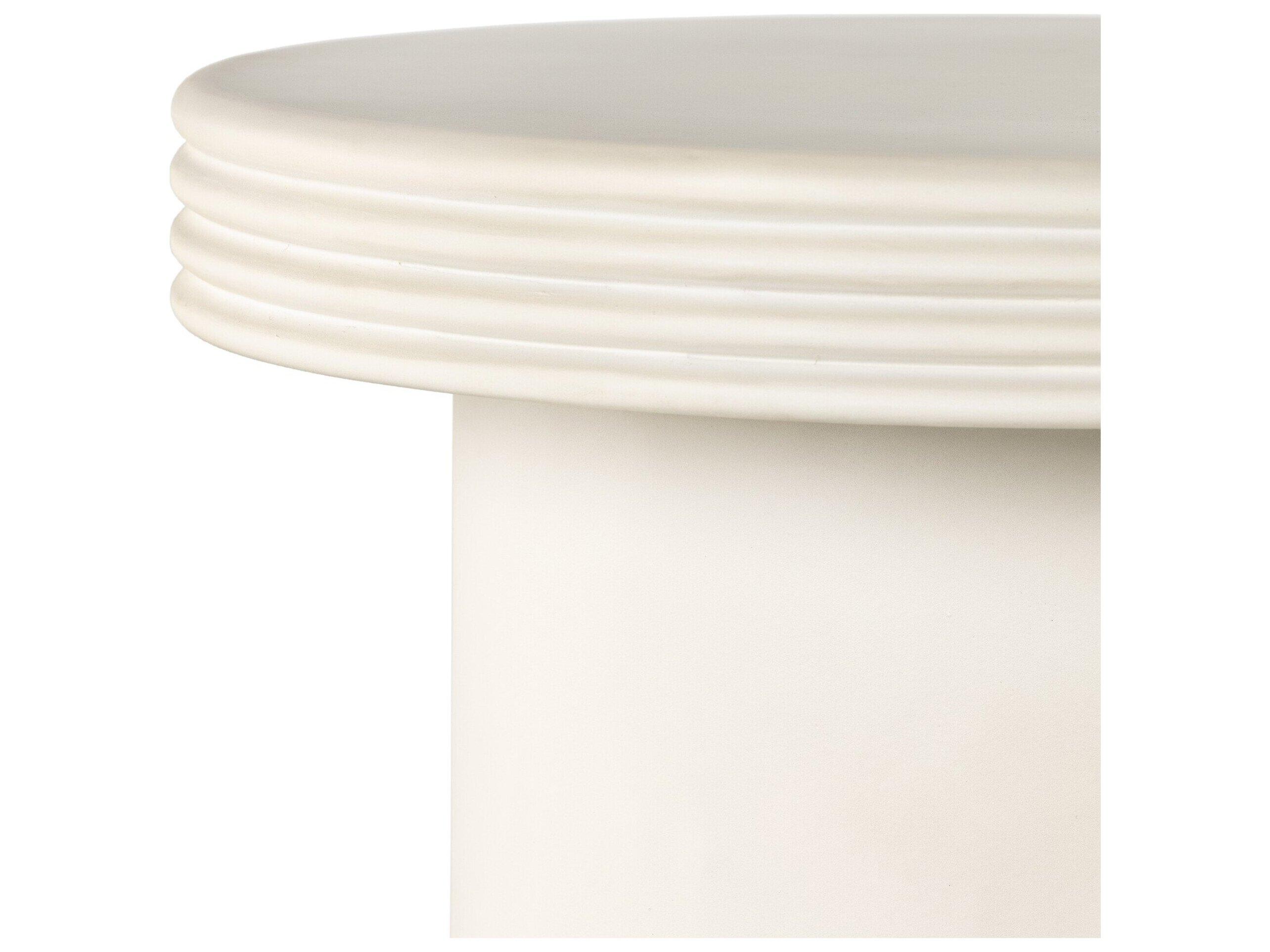 Four Hands Outdoor Thayer White Concrete Round End Table