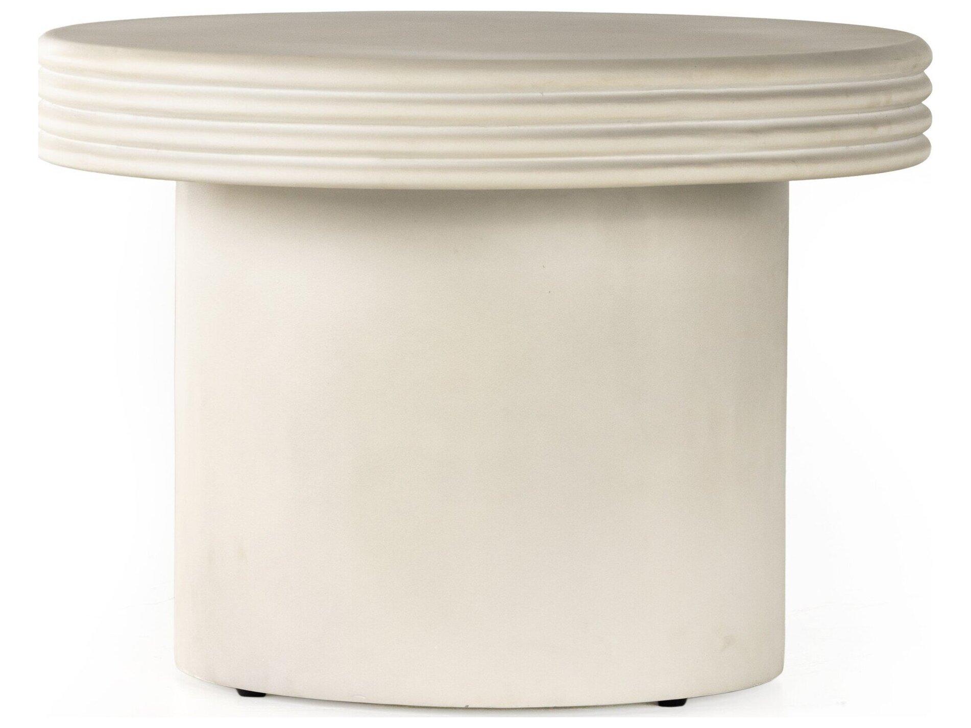 Four Hands Outdoor Thayer White Concrete Round End Table