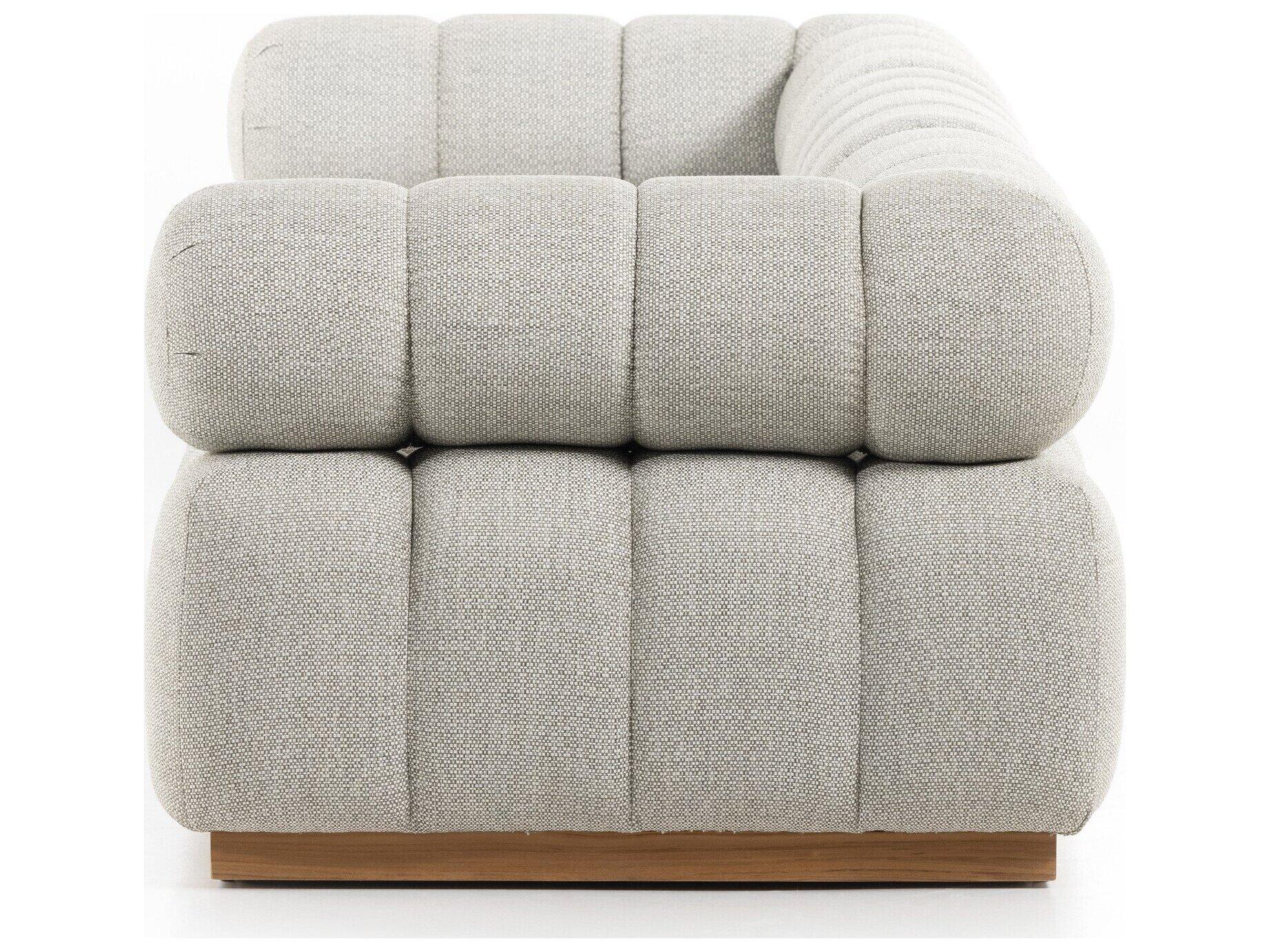 Four Hands Outdoor Solano Natural Teak Sectional Sofa with Faye Ash Cushion