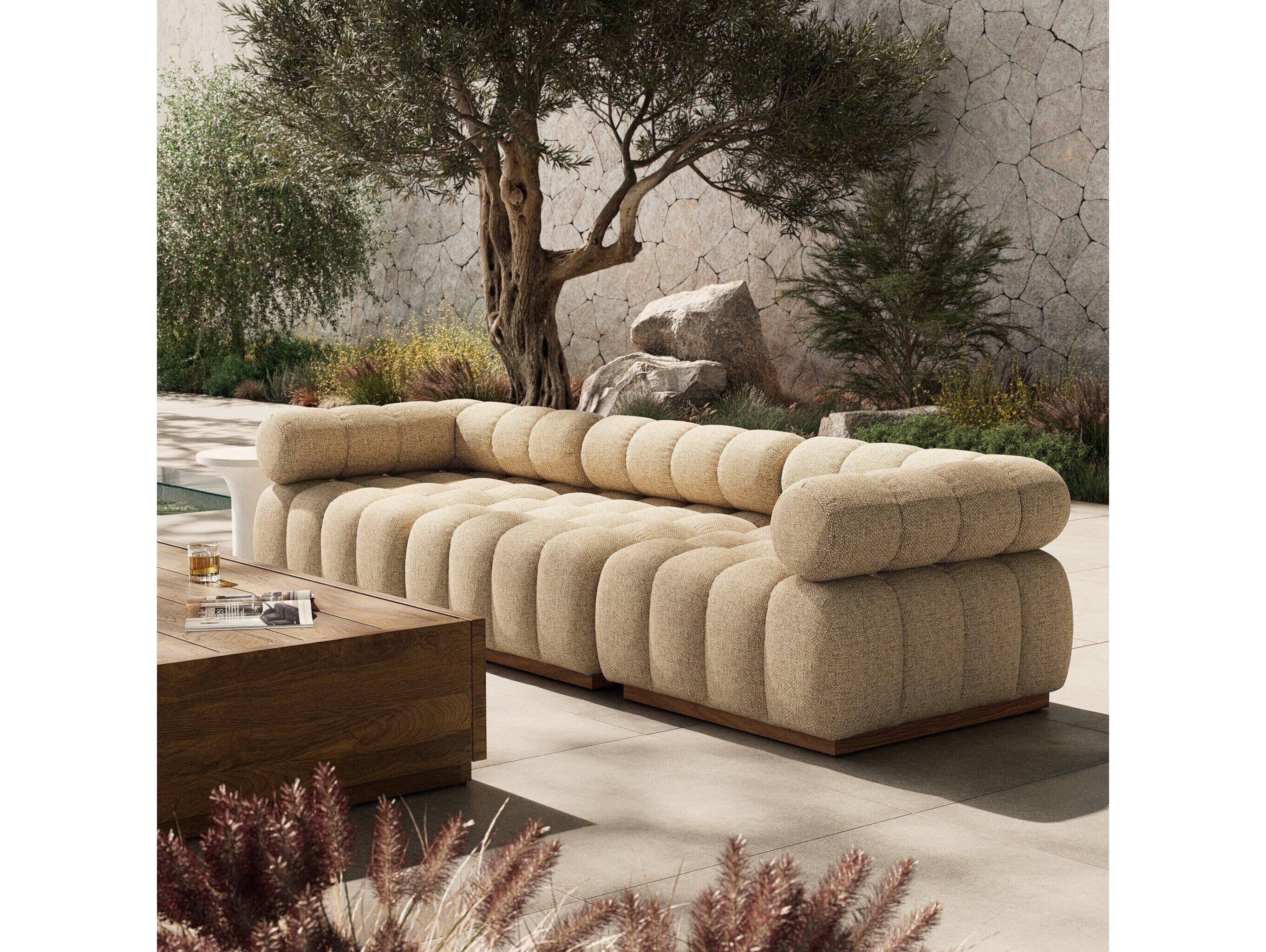 Four Hands Outdoor Solano Hayes Cream Fabric Cushion Sofa