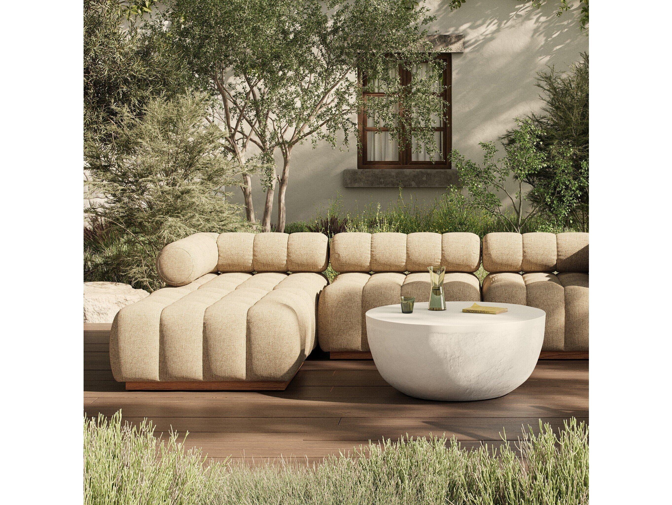 Four Hands Outdoor Solano Hayes Cream Fabric Cushion Sofa
