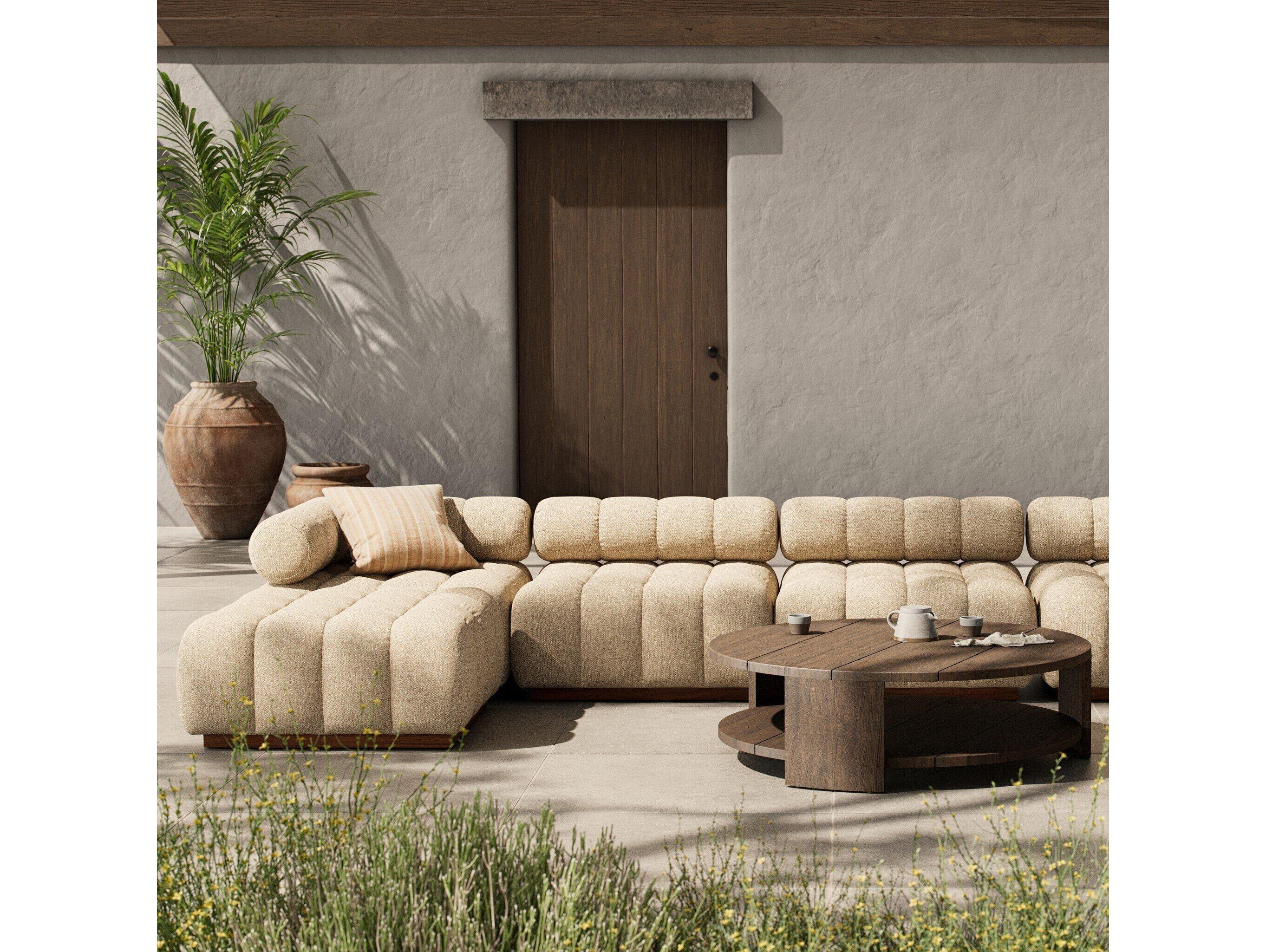 Four Hands Outdoor Solano Hayes Cream Fabric Cushion Sofa