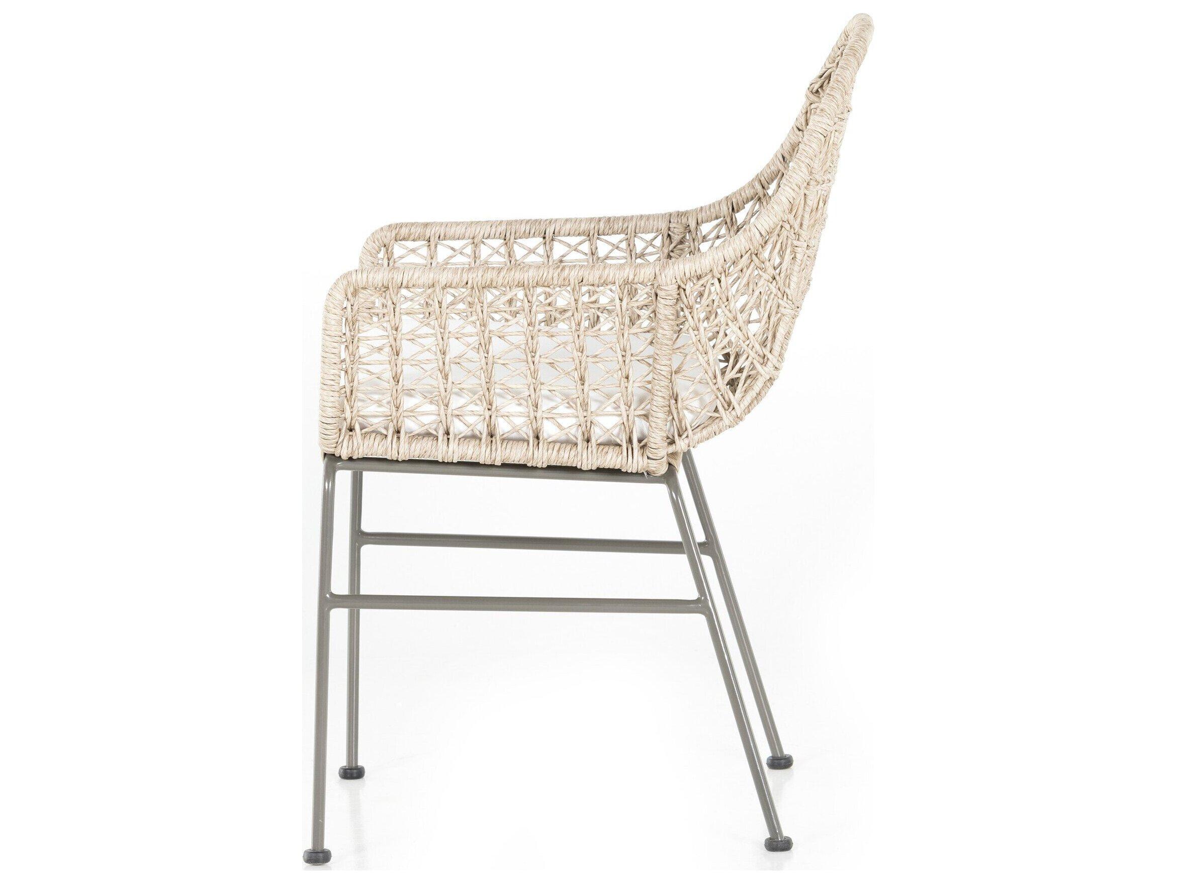 Four Hands Outdoor Grass White Roots Wicker Cushion Dining Chair
